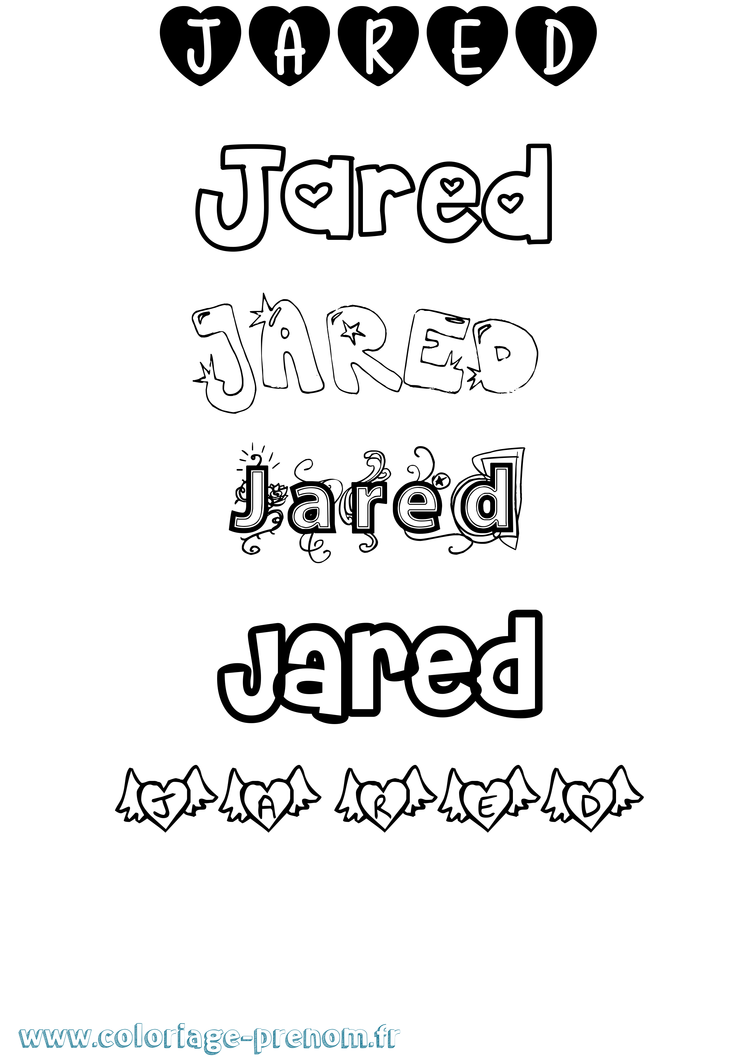 Coloriage prénom Jared Girly