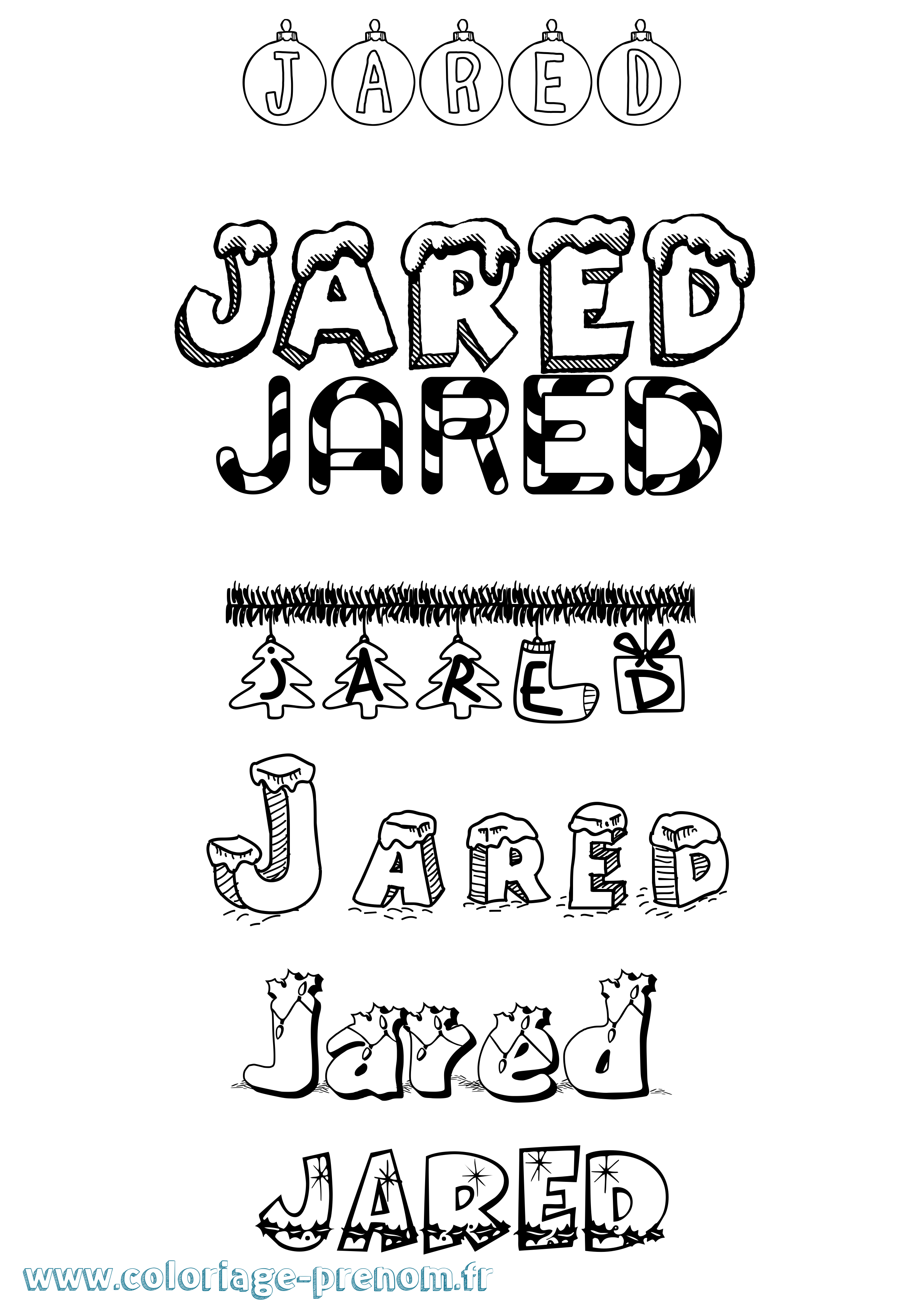 Coloriage prénom Jared Noël