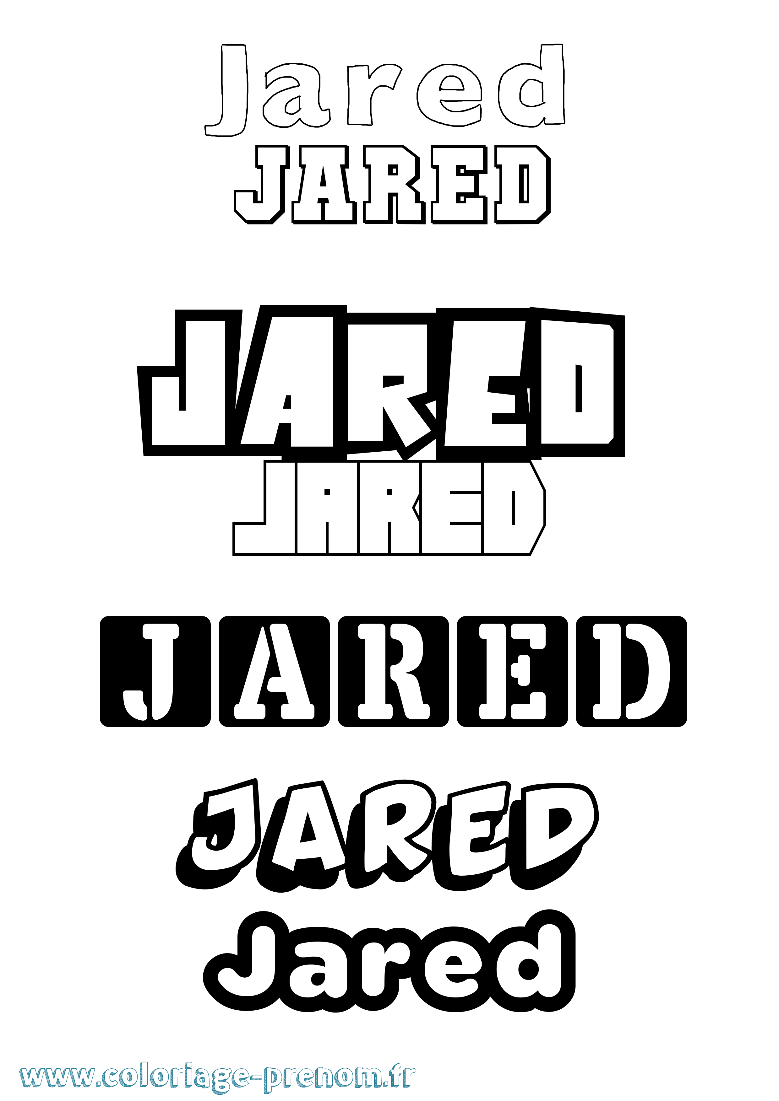Coloriage prénom Jared Simple
