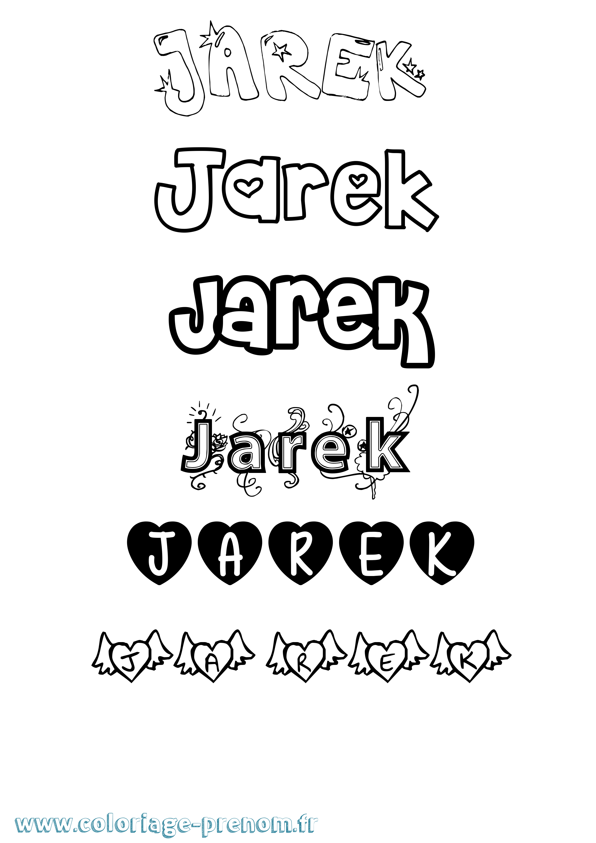 Coloriage prénom Jarek Girly