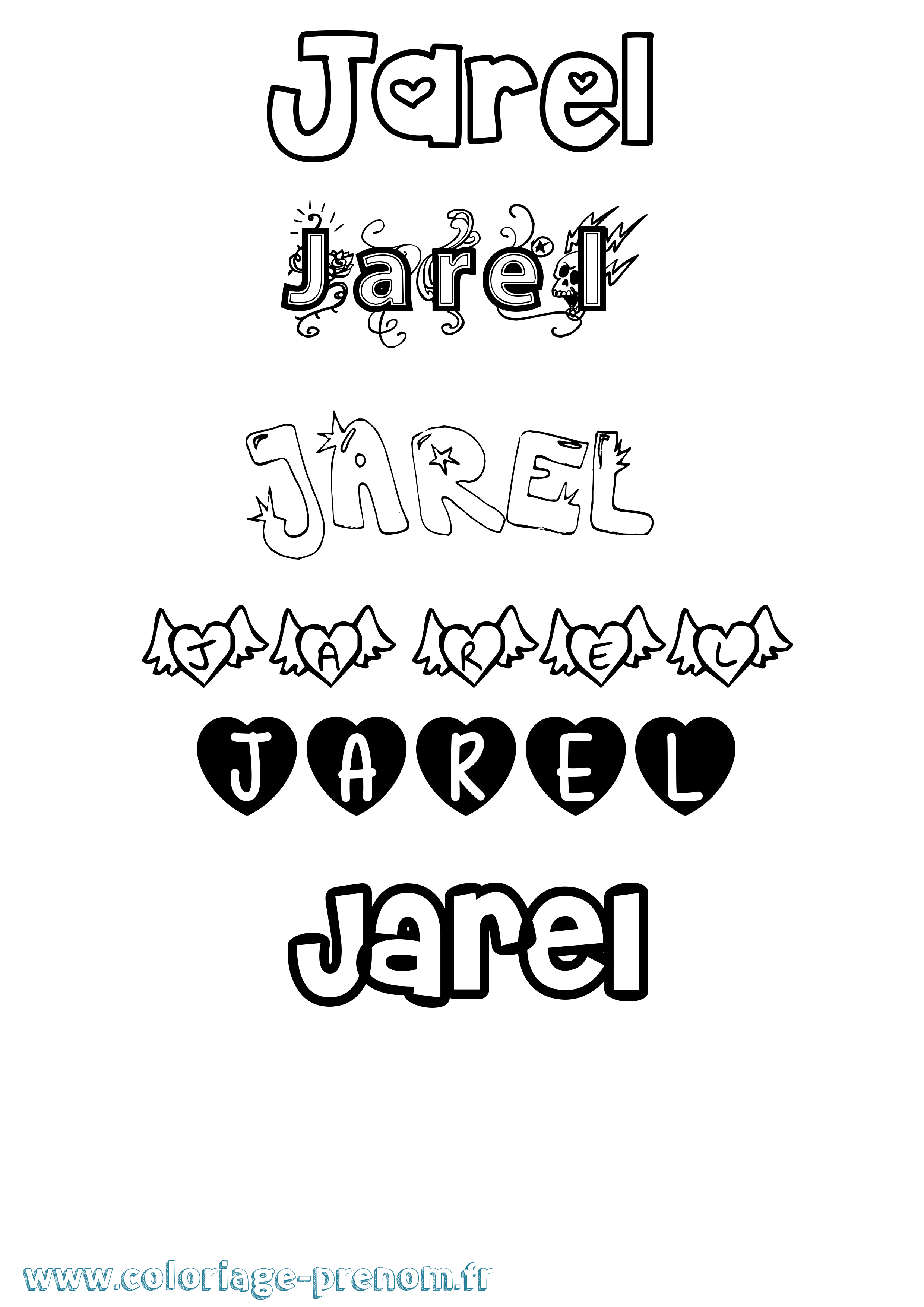 Coloriage prénom Jarel Girly