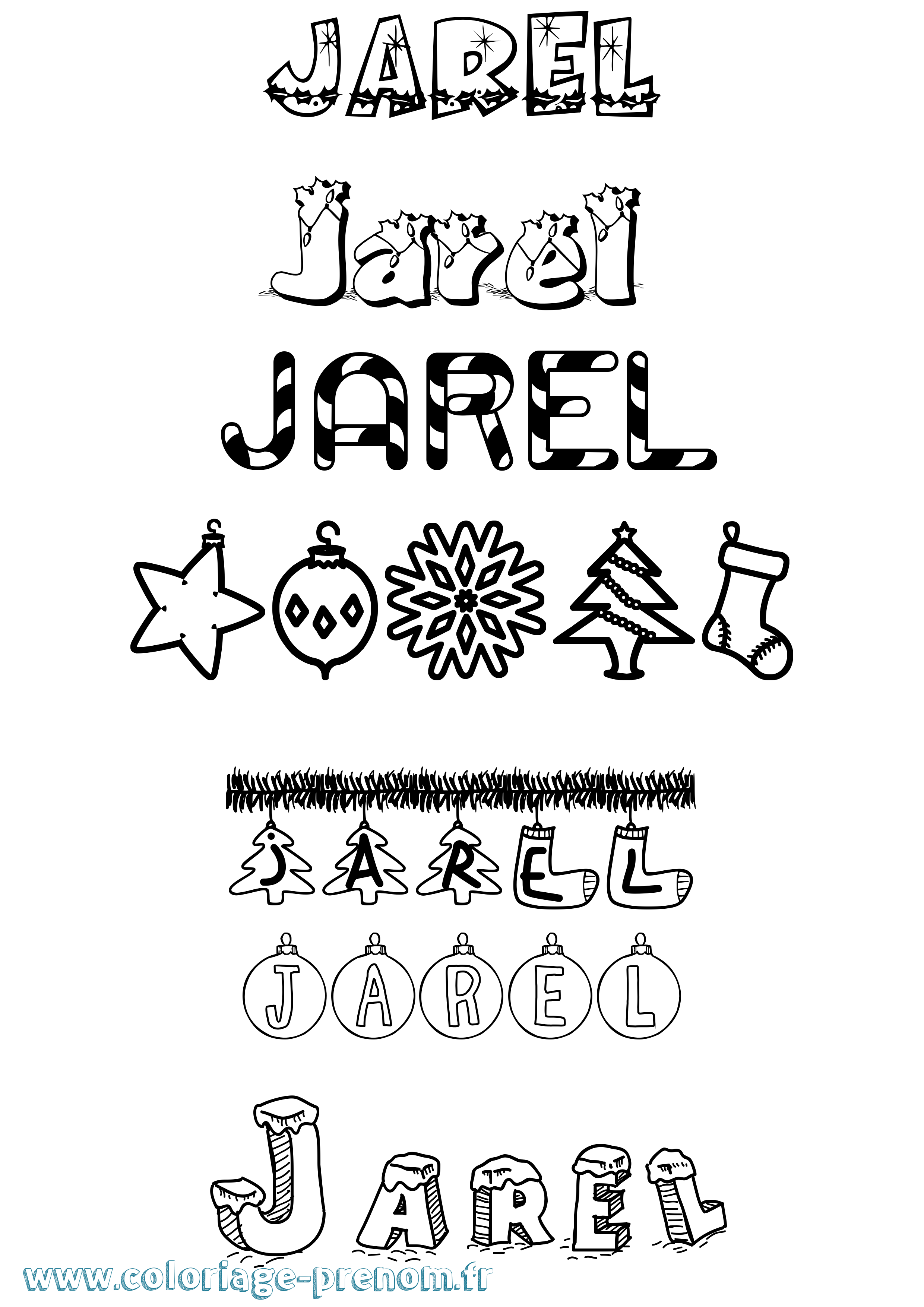 Coloriage prénom Jarel Noël