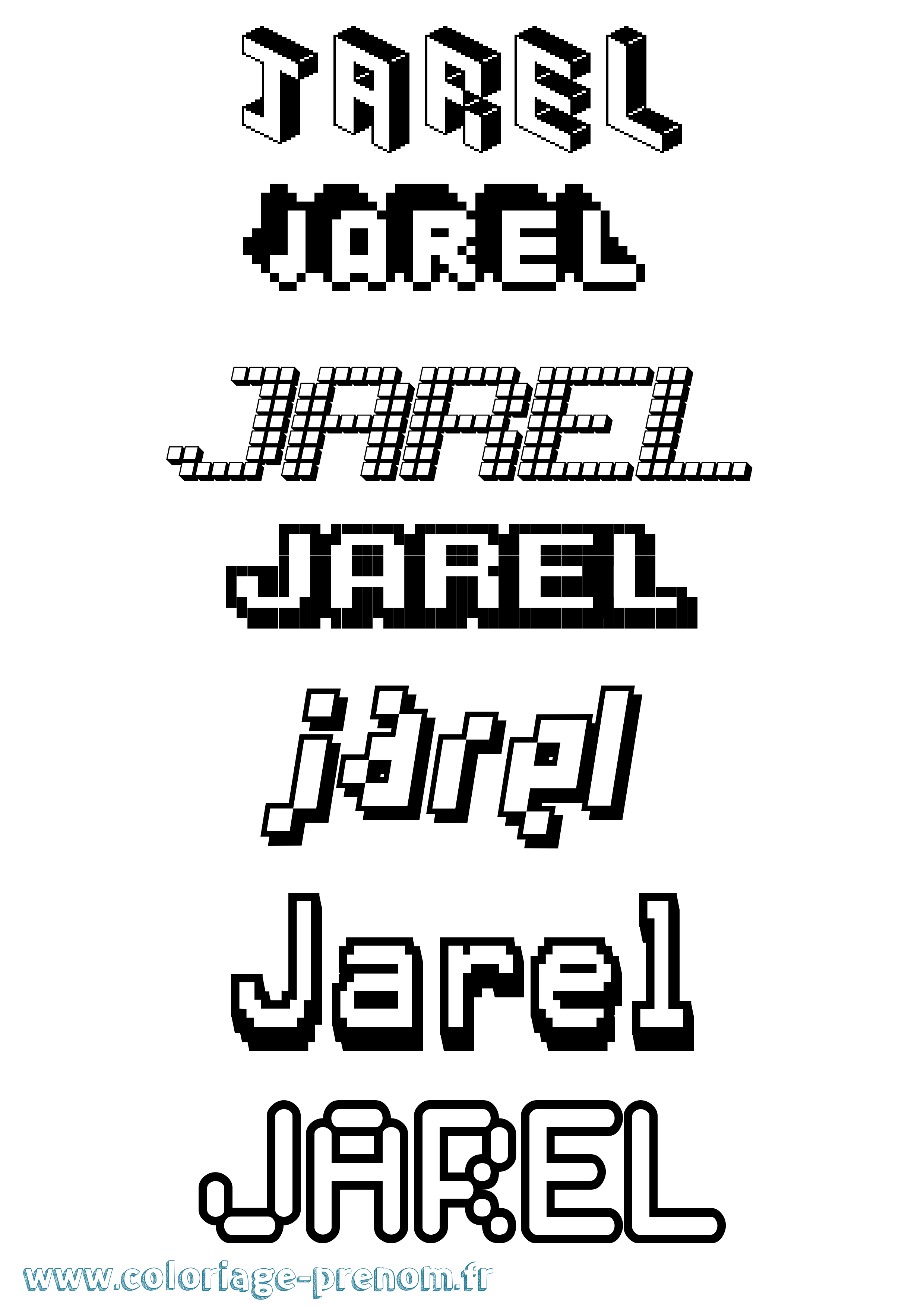 Coloriage prénom Jarel Pixel