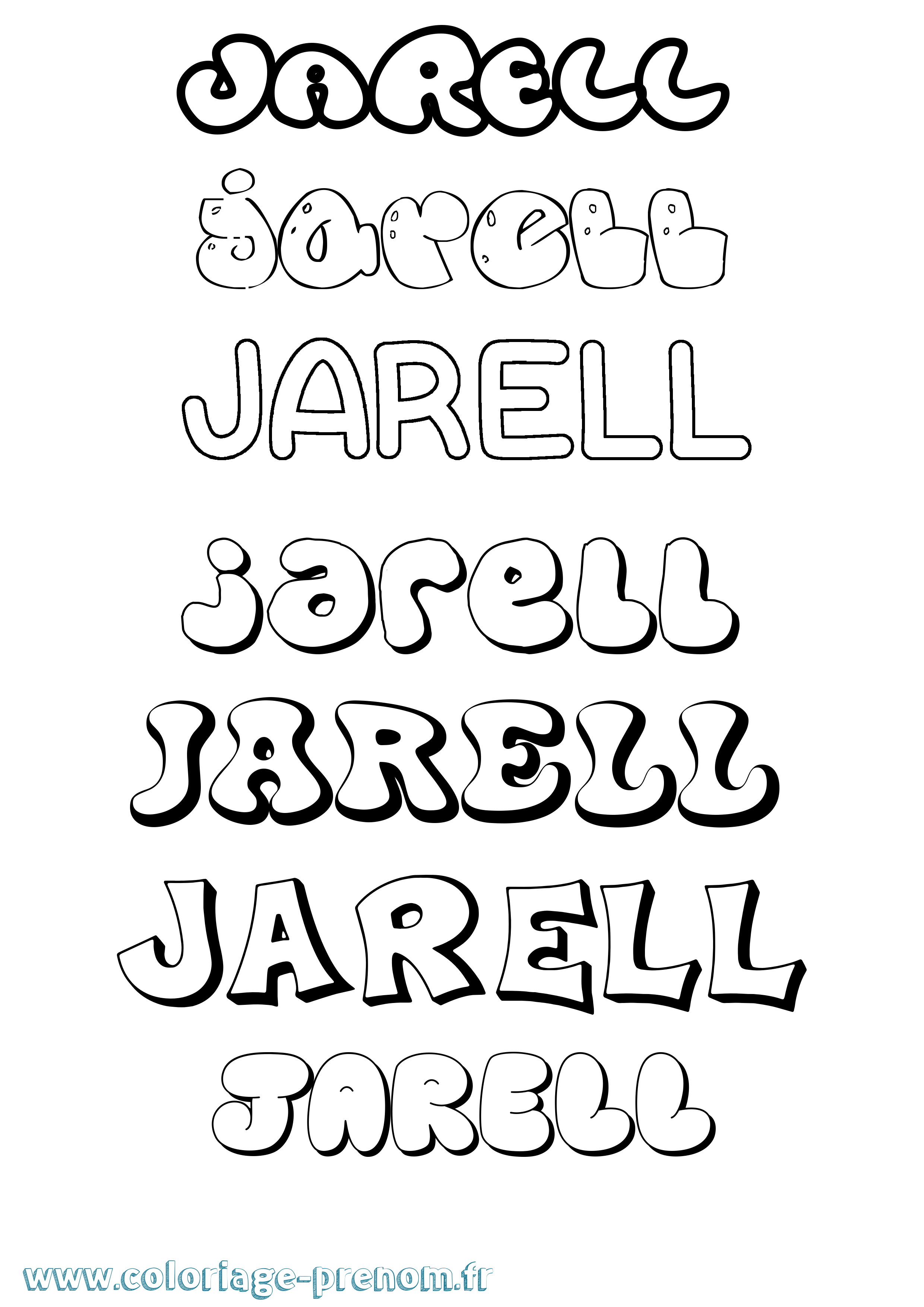 Coloriage prénom Jarell Bubble