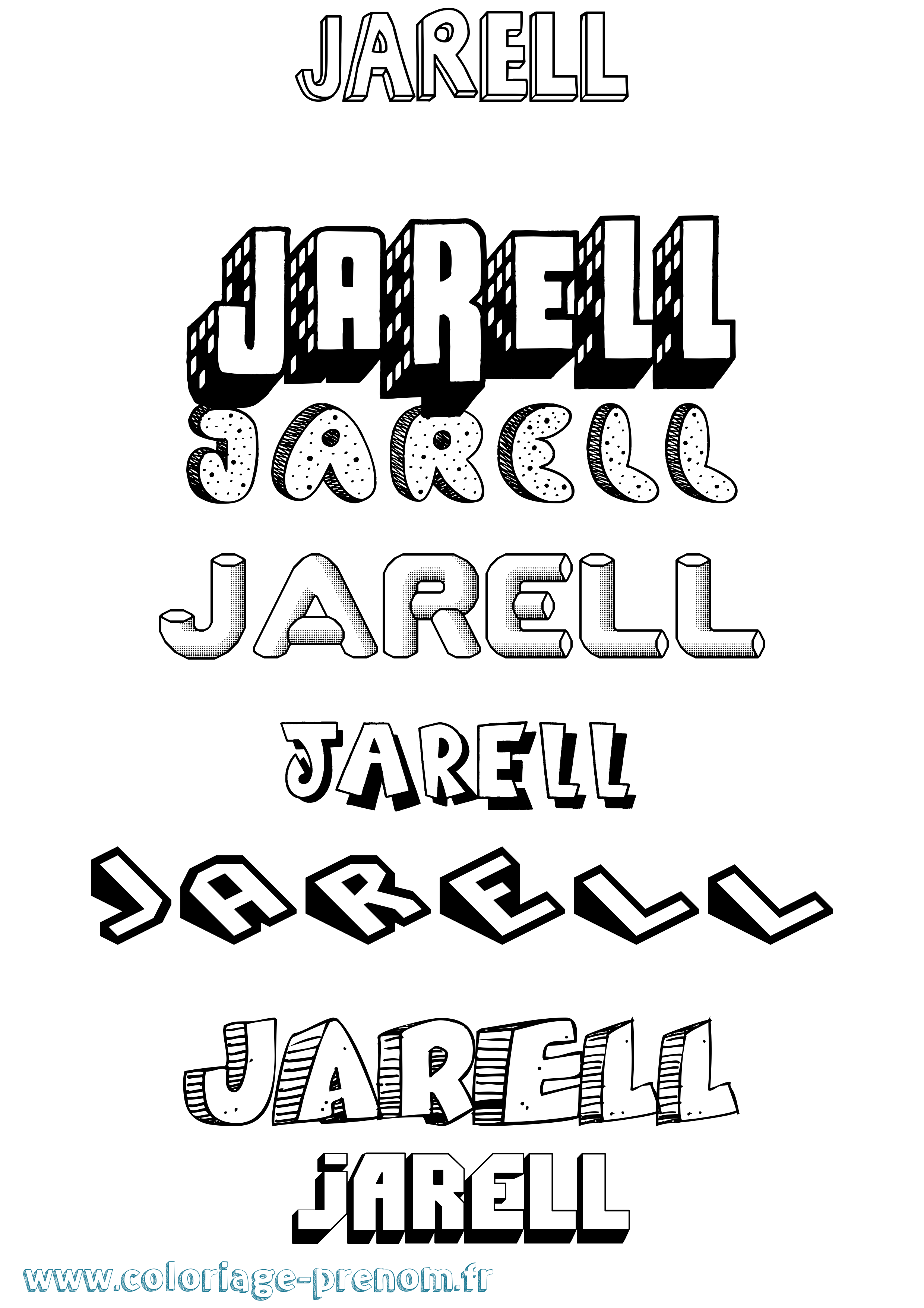 Coloriage prénom Jarell Effet 3D