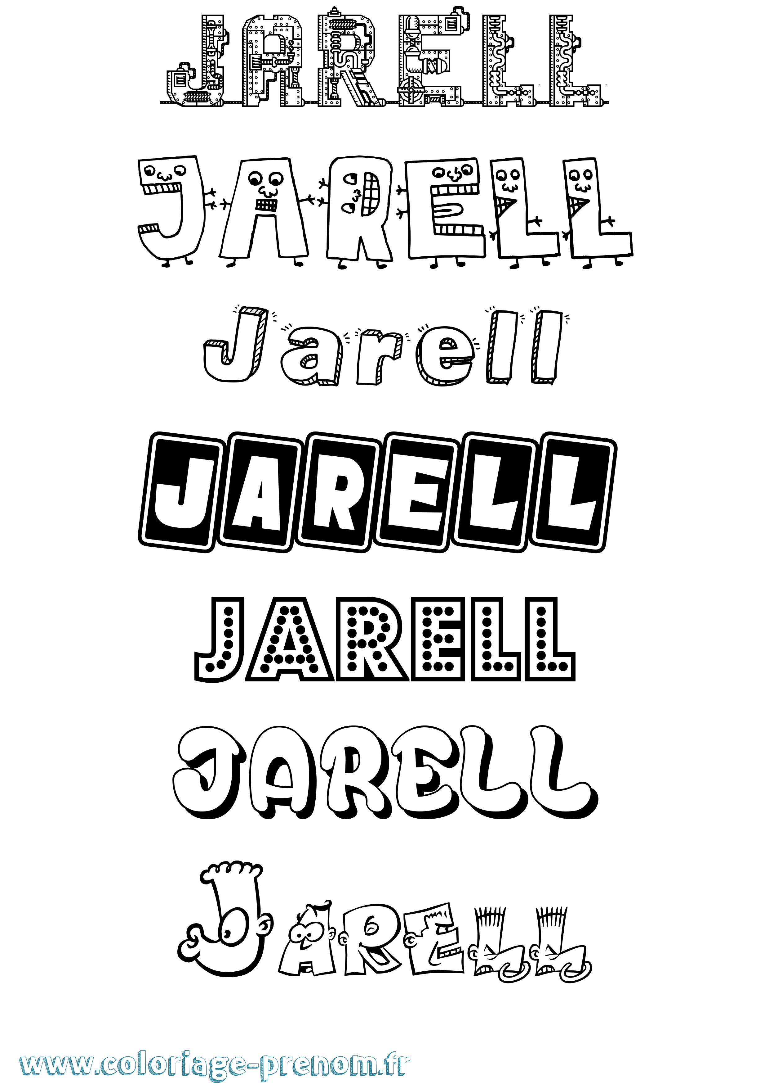 Coloriage prénom Jarell Fun