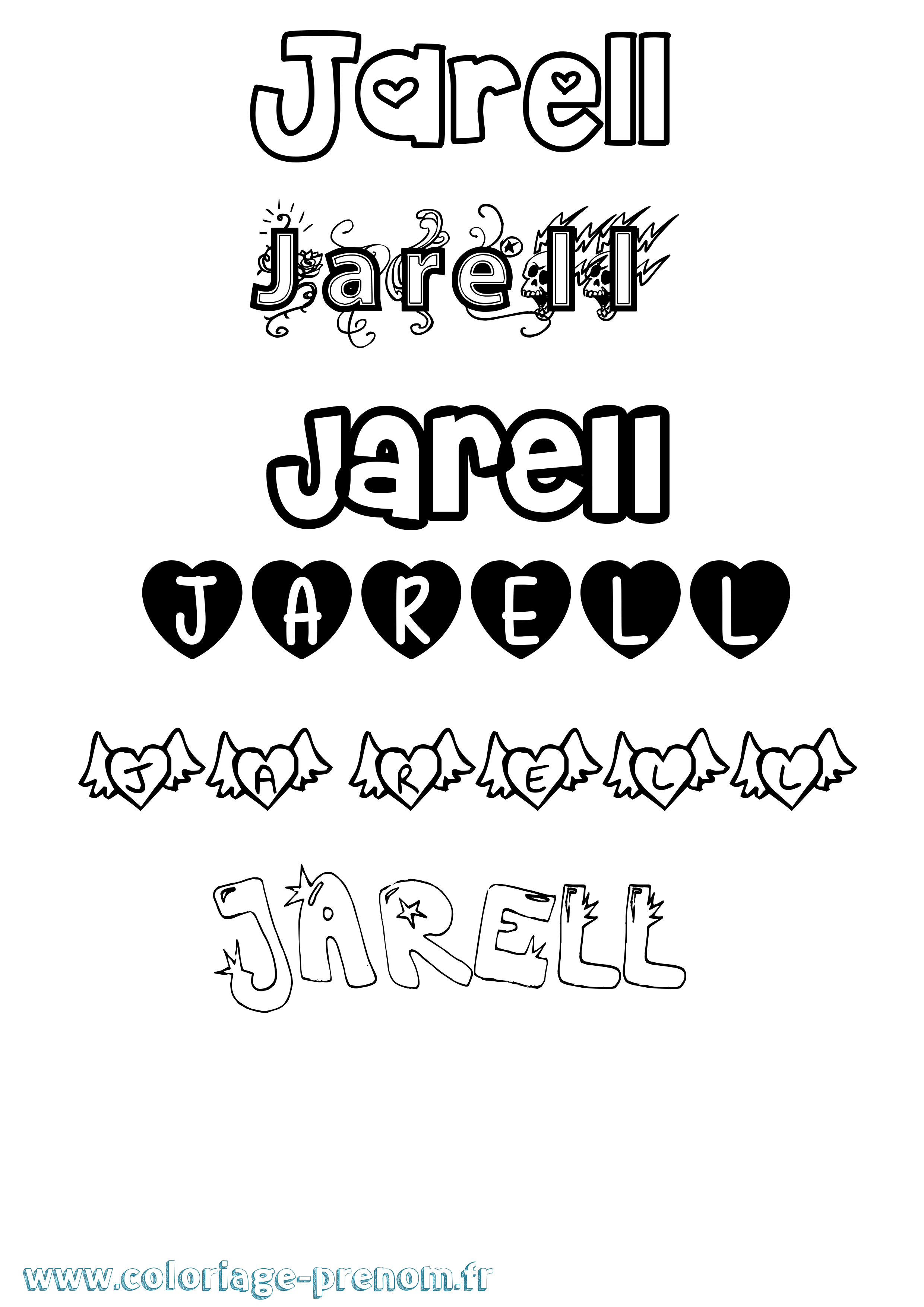 Coloriage prénom Jarell Girly