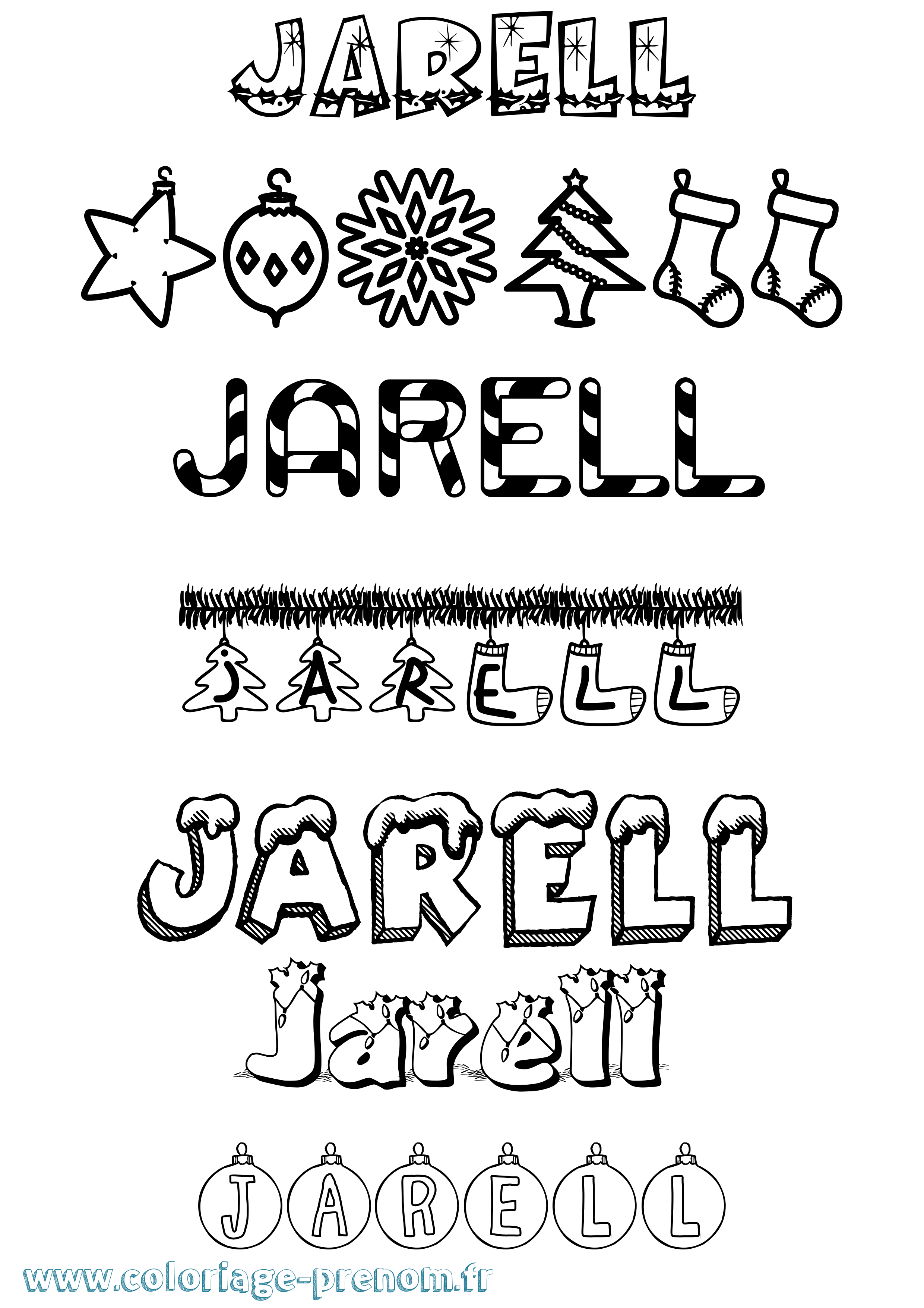 Coloriage prénom Jarell Noël