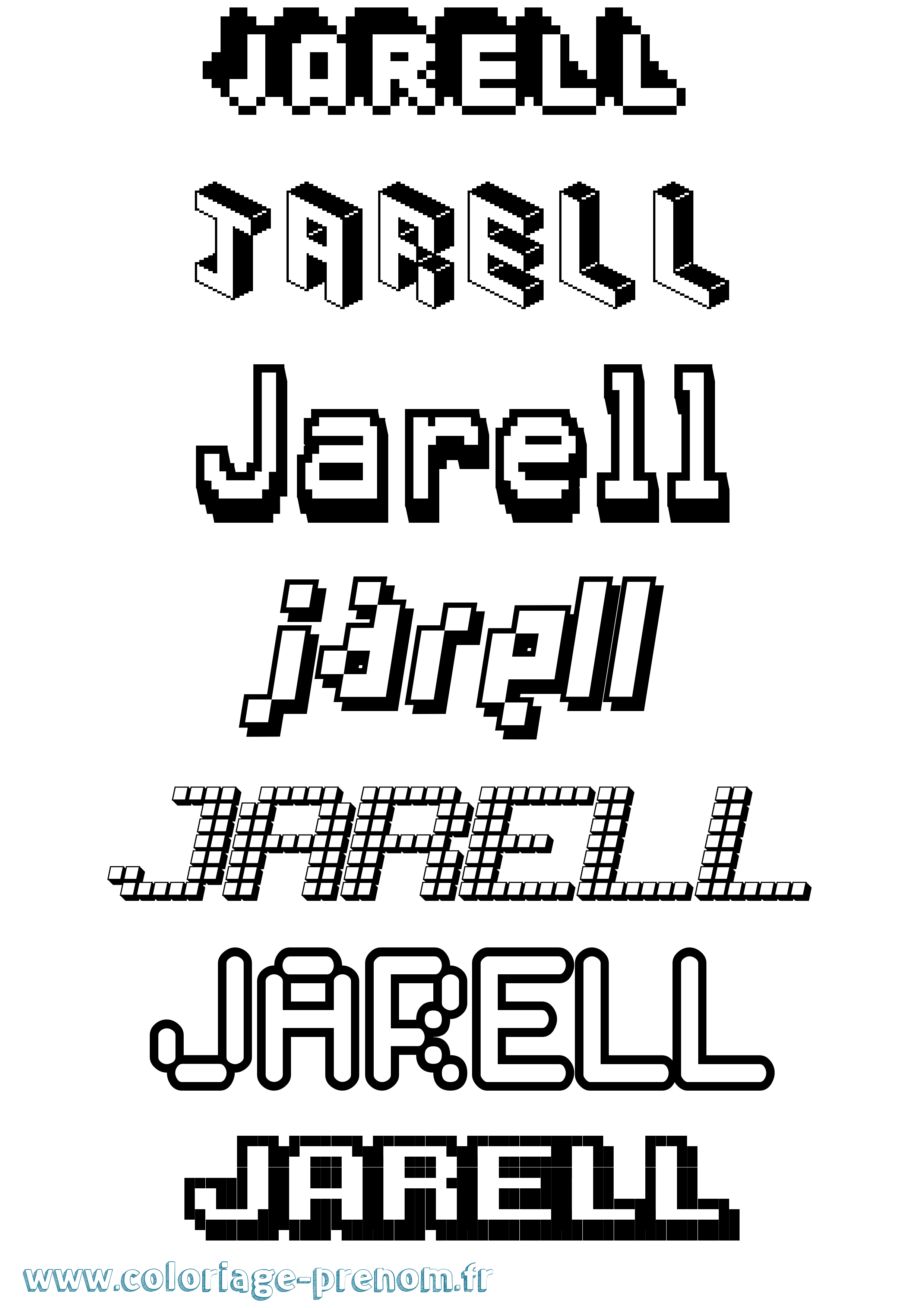 Coloriage prénom Jarell Pixel