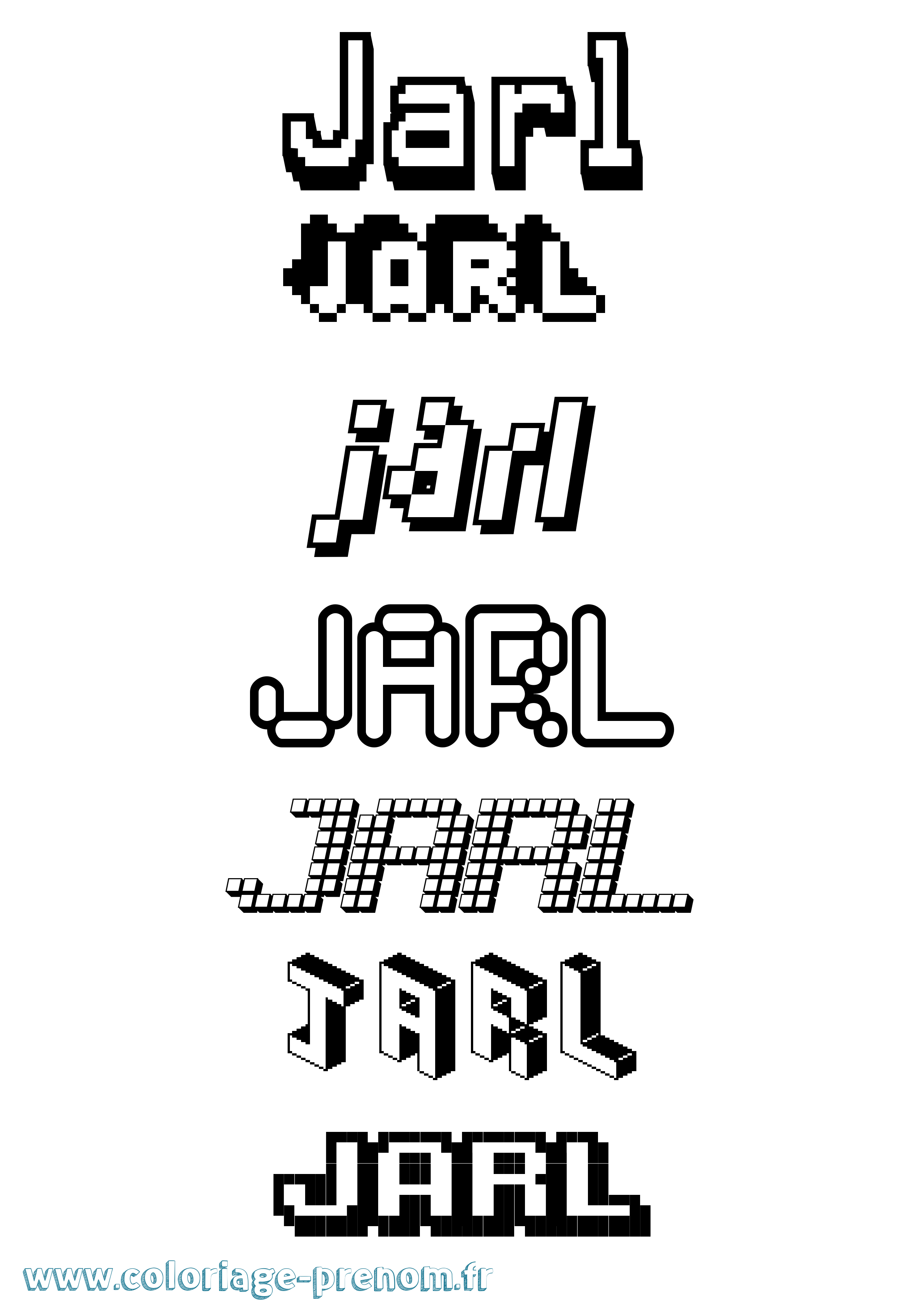 Coloriage prénom Jarl Pixel