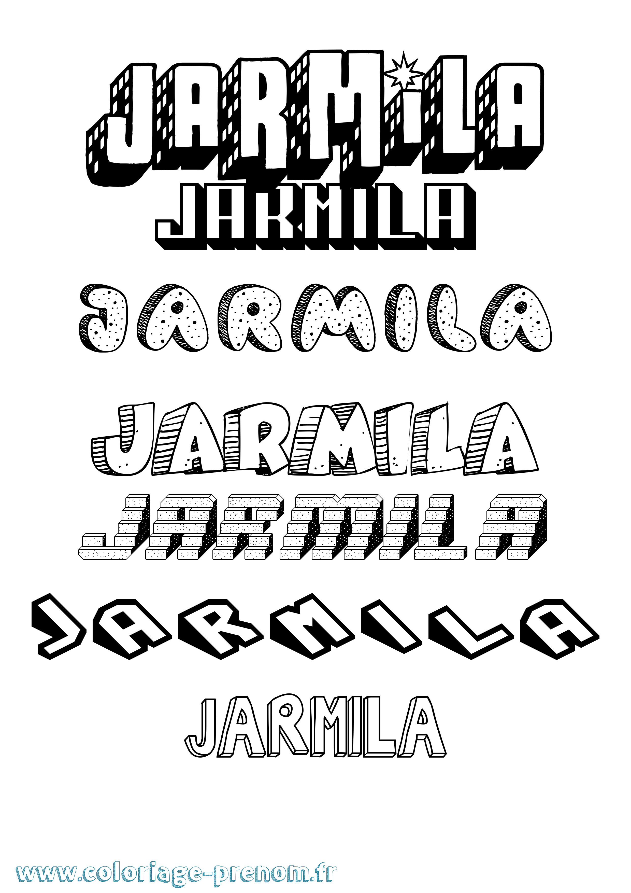Coloriage prénom Jarmila Effet 3D