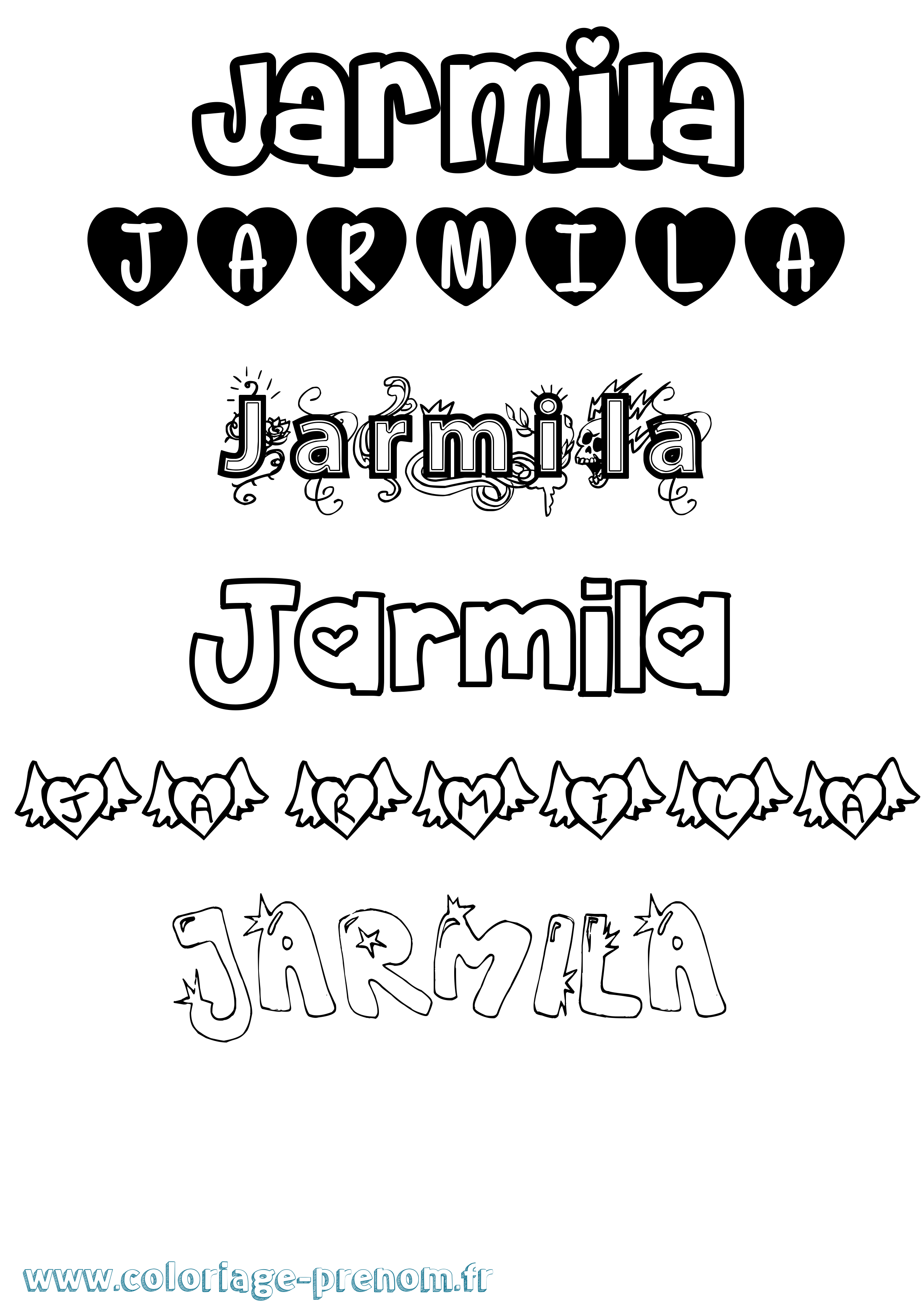 Coloriage prénom Jarmila Girly