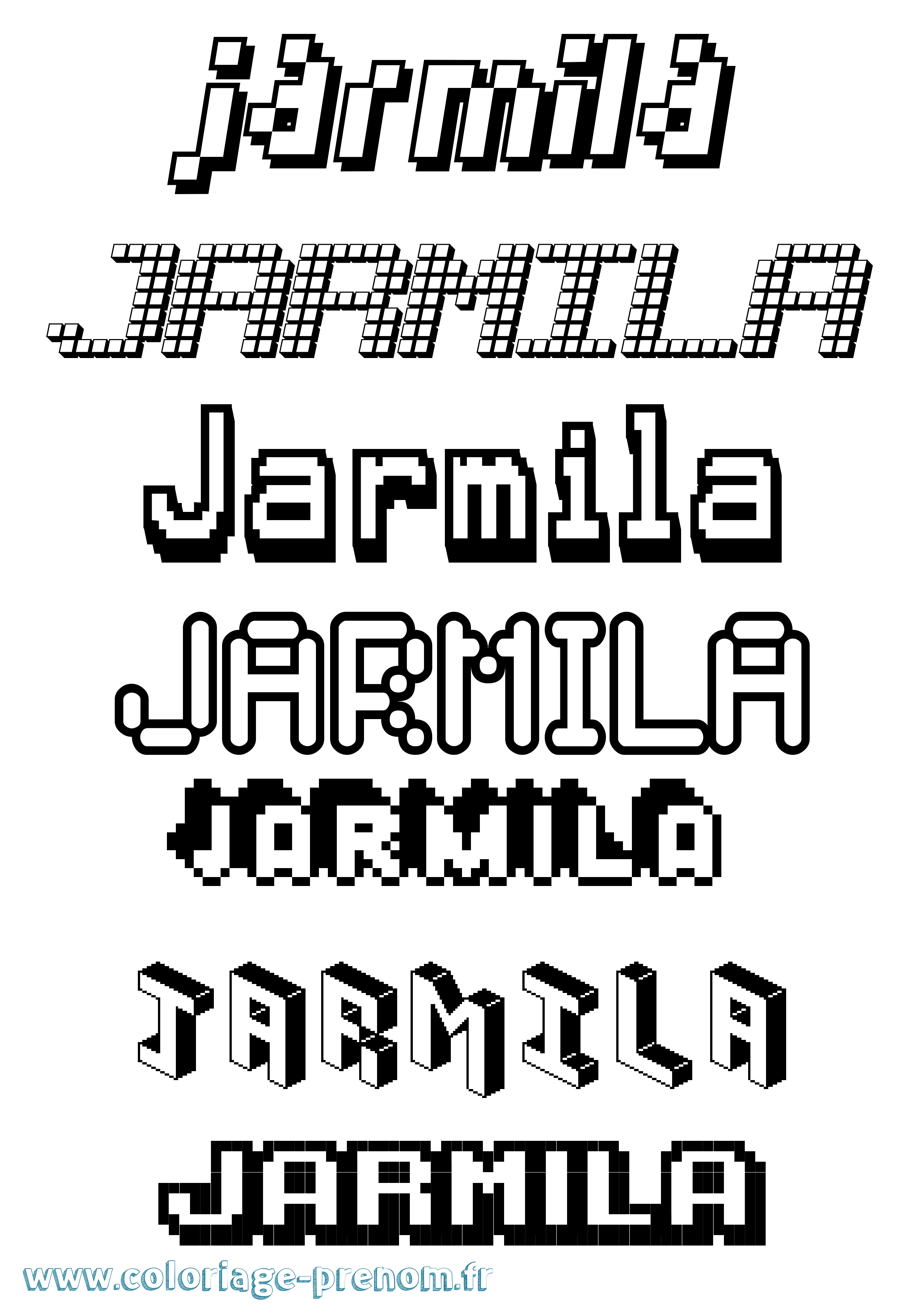 Coloriage prénom Jarmila Pixel