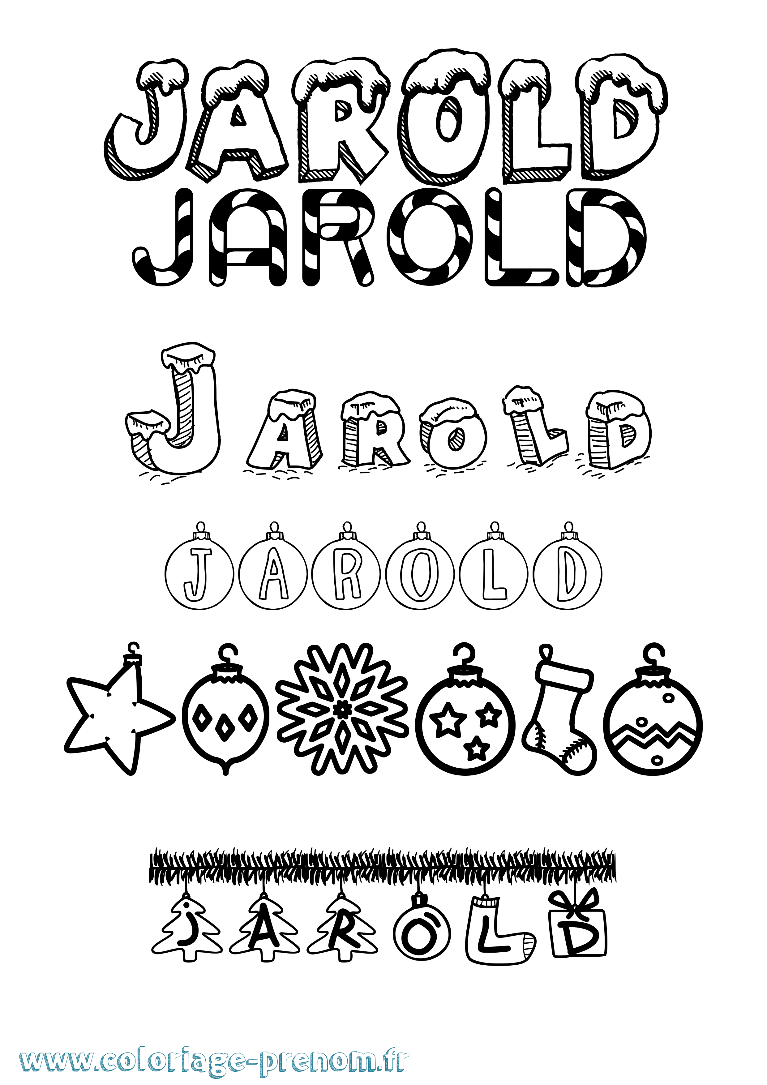 Coloriage Jarold Noël Coloriage prénom Jarold Noël