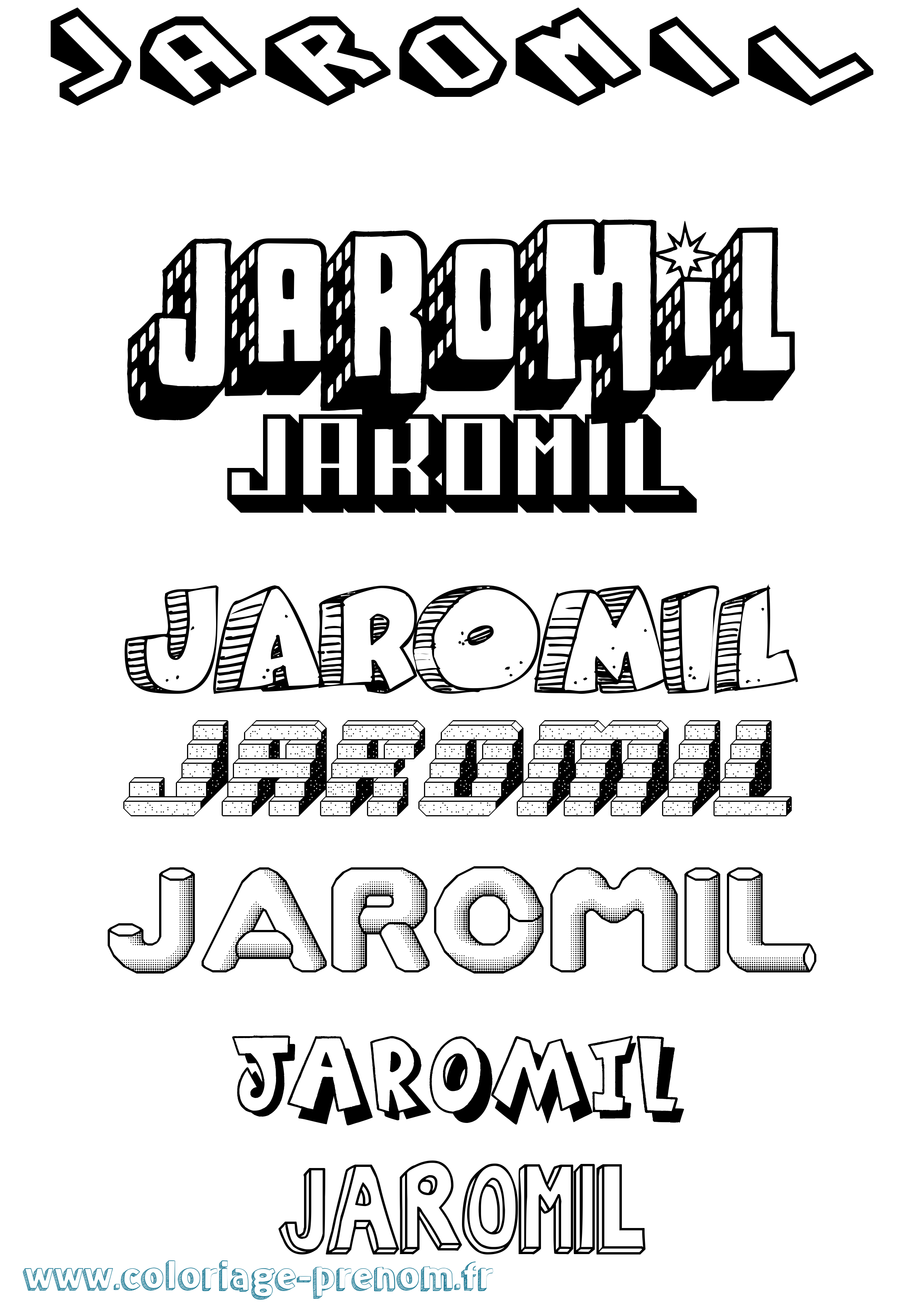 Coloriage Jaromil Effet 3D Coloriage prénom Jaromil Effet 3D