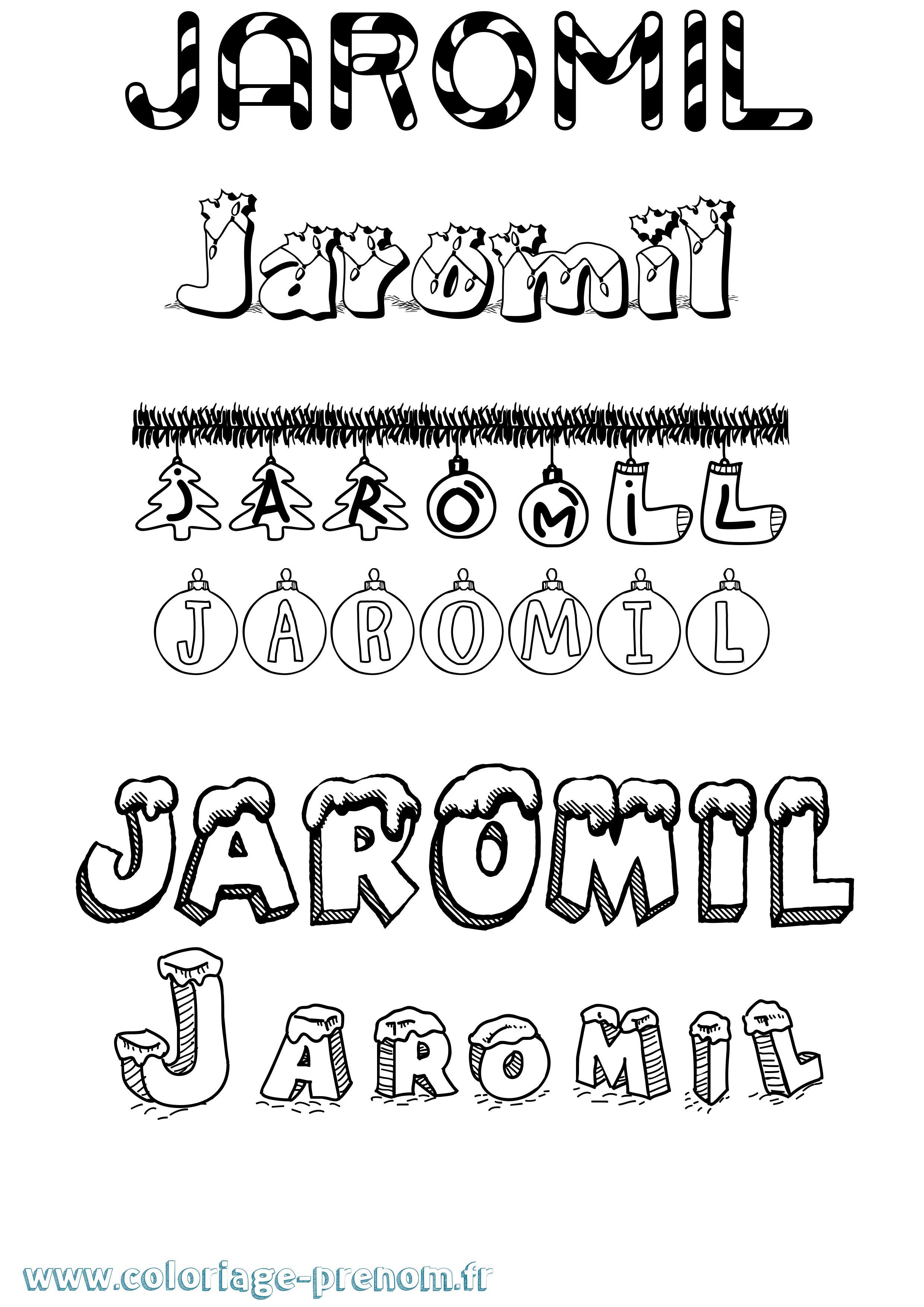 Coloriage Jaromil Noël Coloriage prénom Jaromil Noël