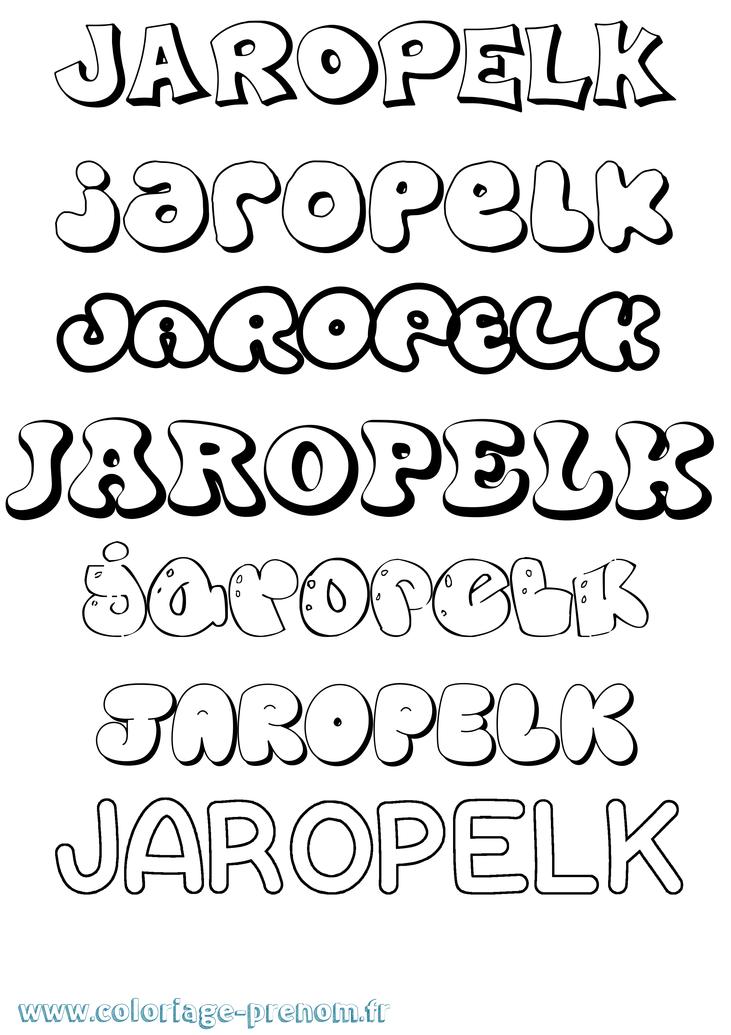 Coloriage prénom Jaropelk Bubble