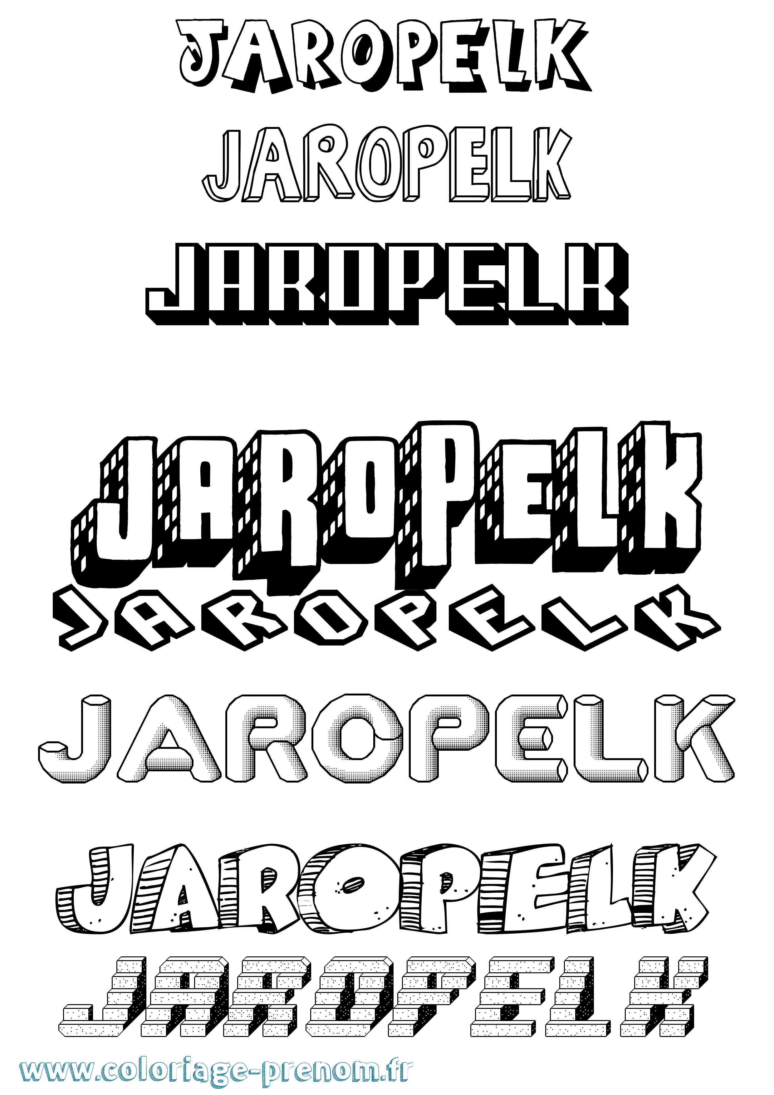 Coloriage prénom Jaropelk Effet 3D