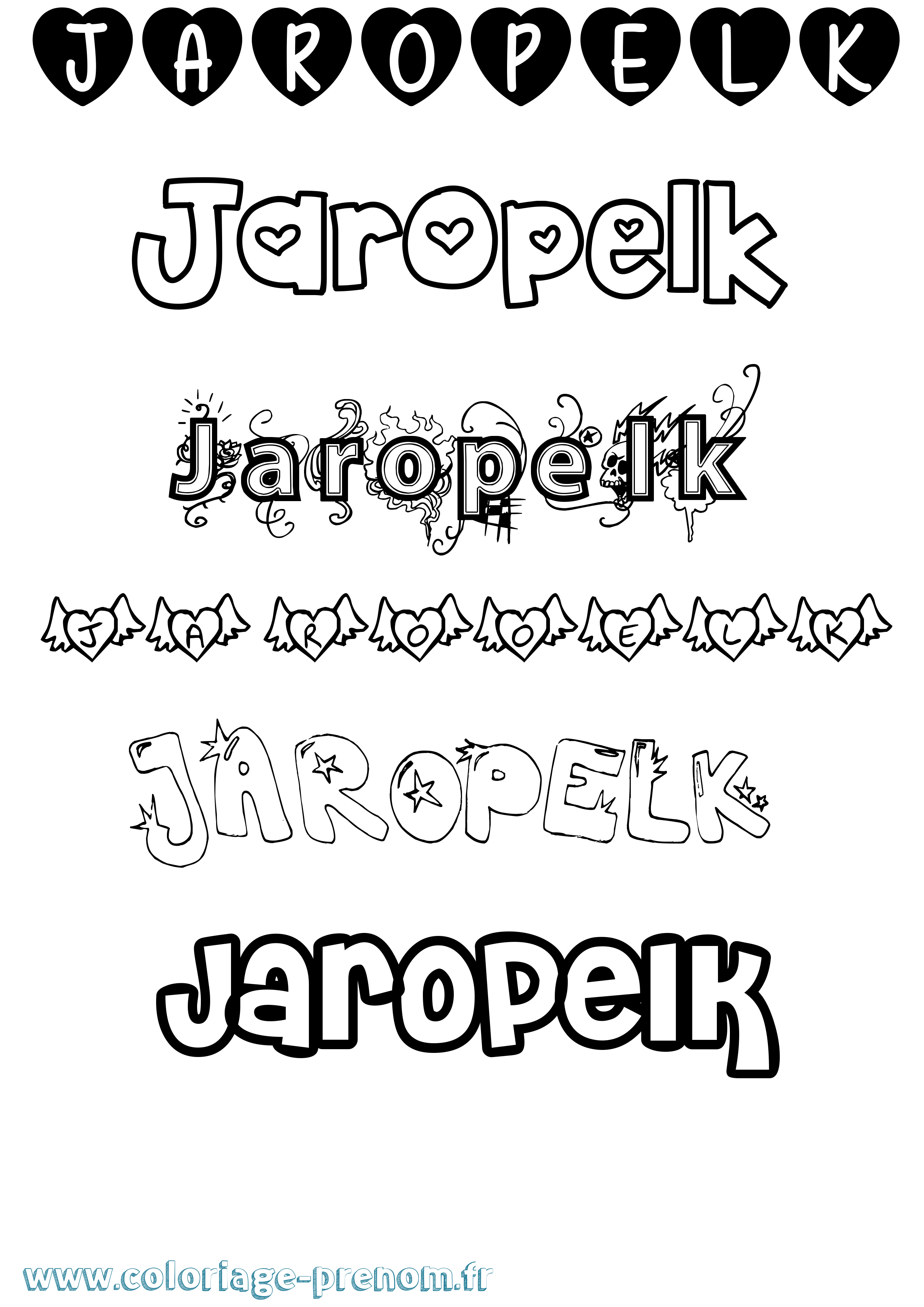 Coloriage prénom Jaropelk Girly