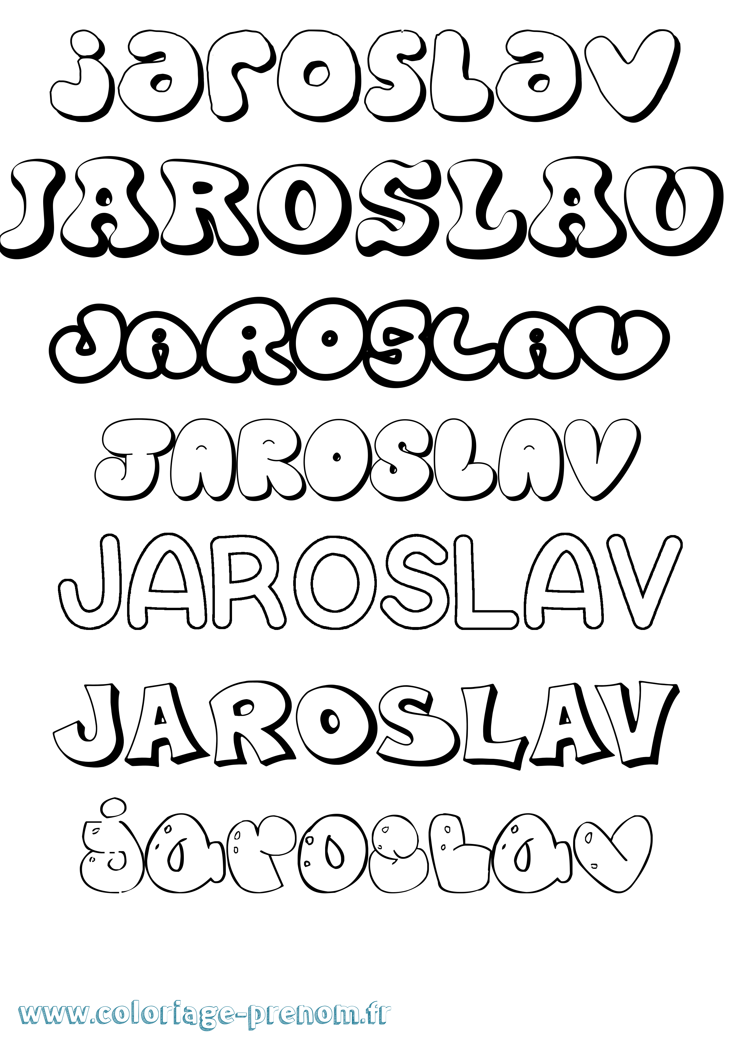 Coloriage prénom Jaroslav Bubble
