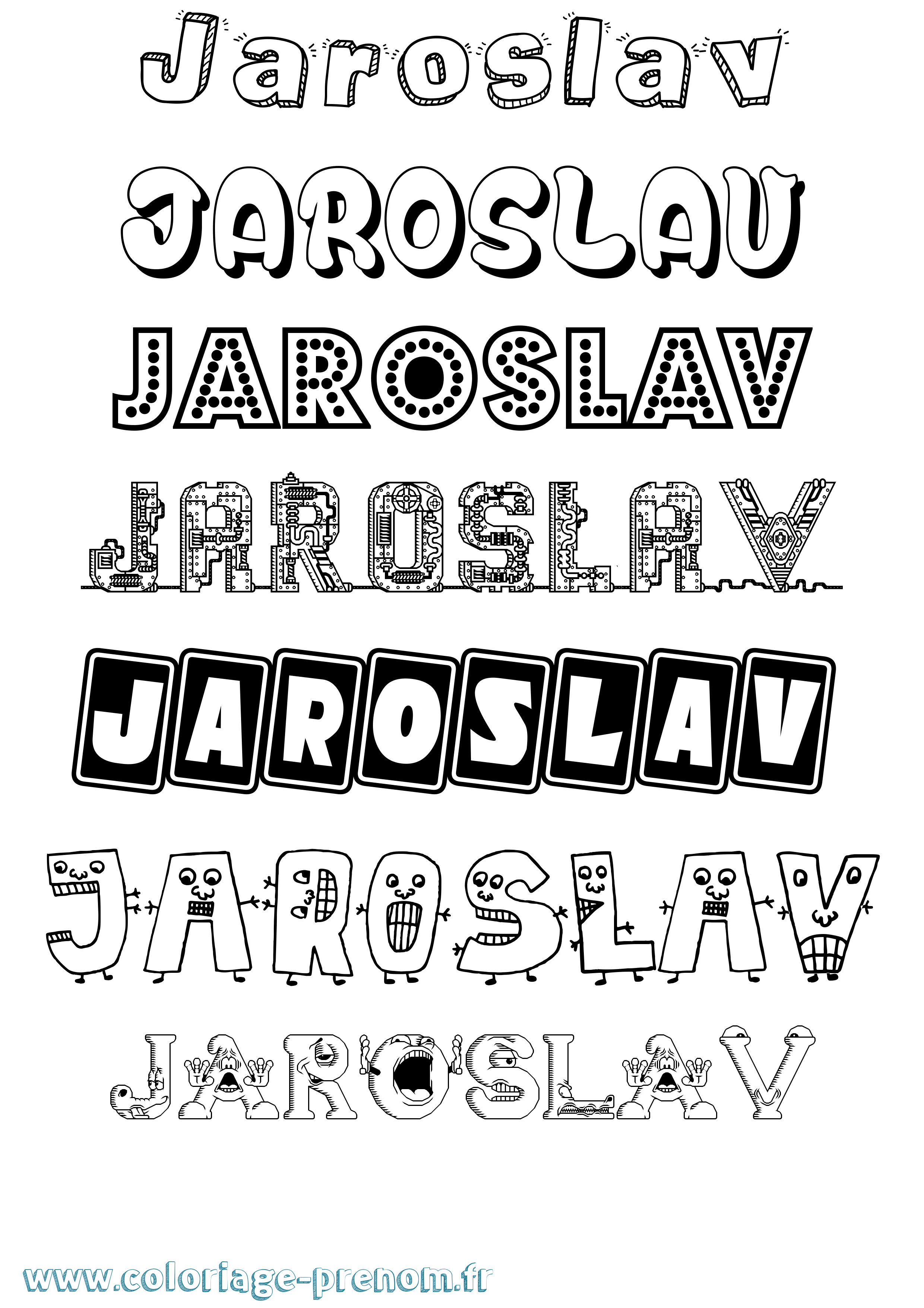 Coloriage prénom Jaroslav Fun