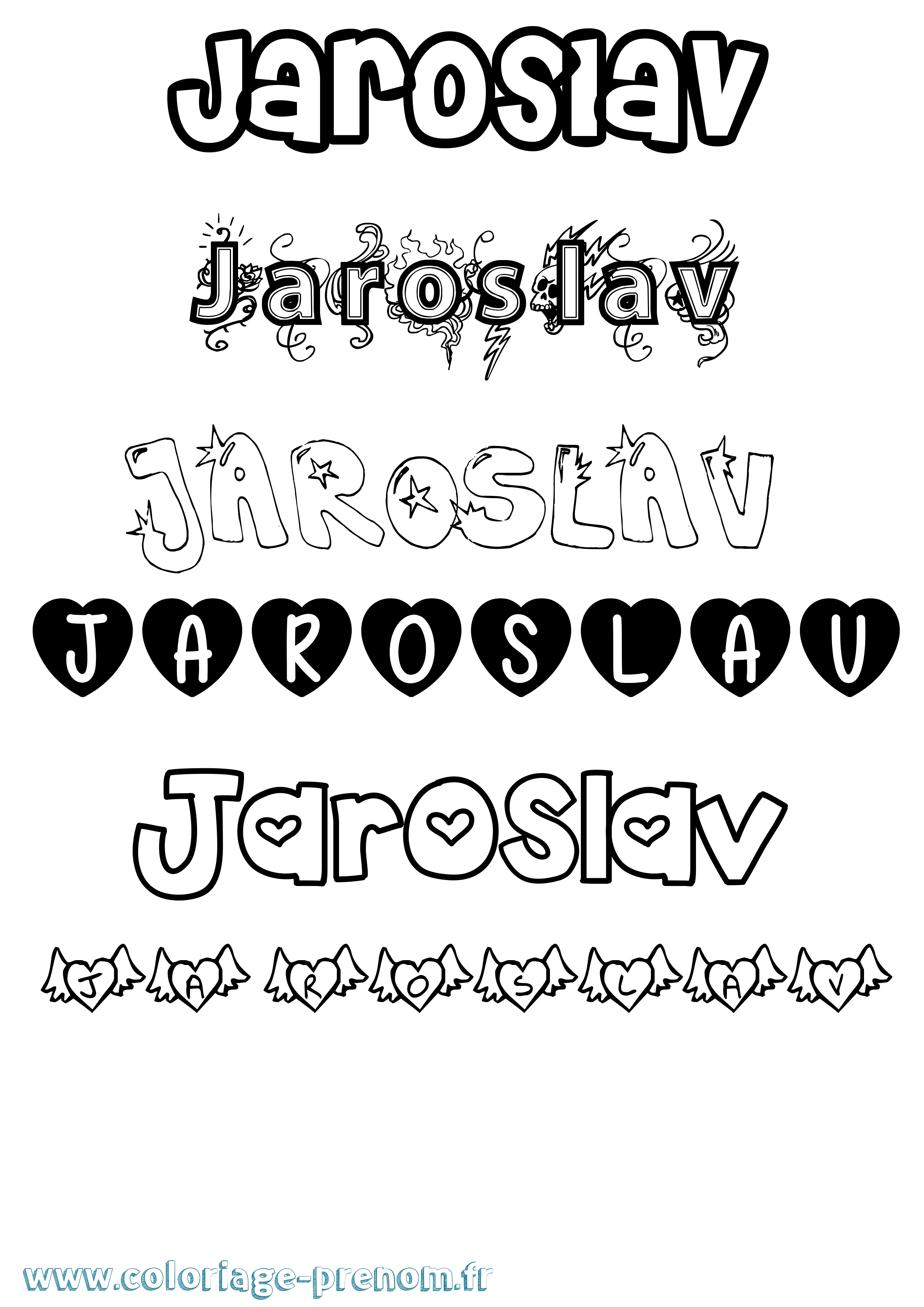 Coloriage prénom Jaroslav Girly