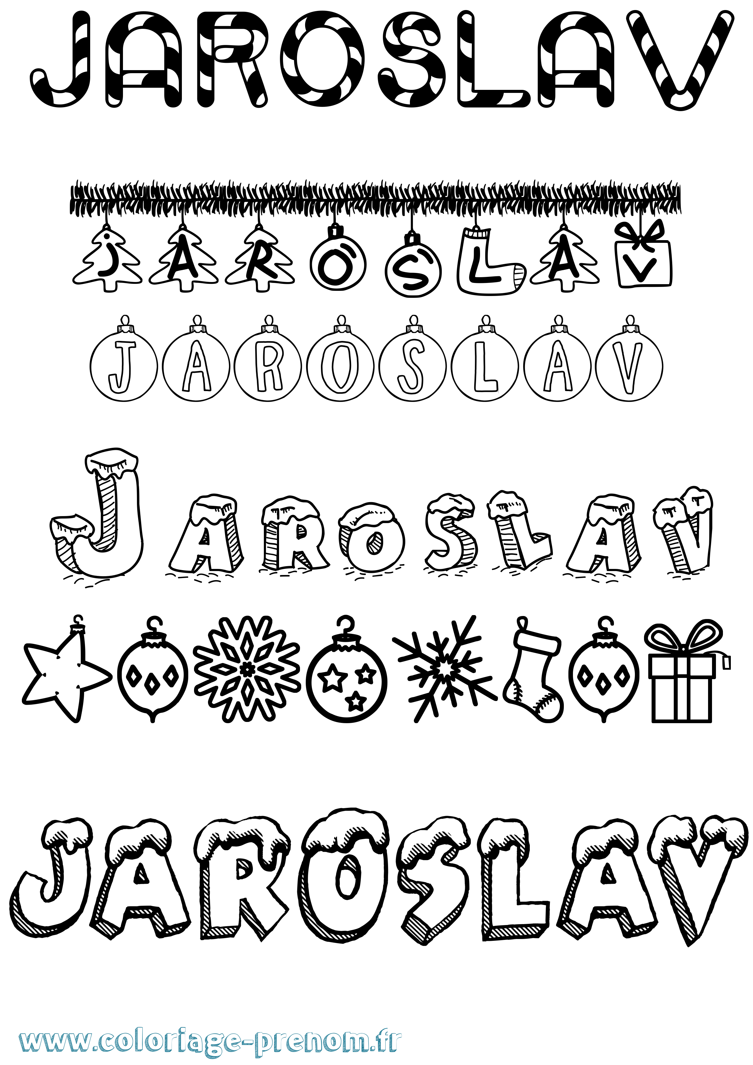 Coloriage prénom Jaroslav Noël
