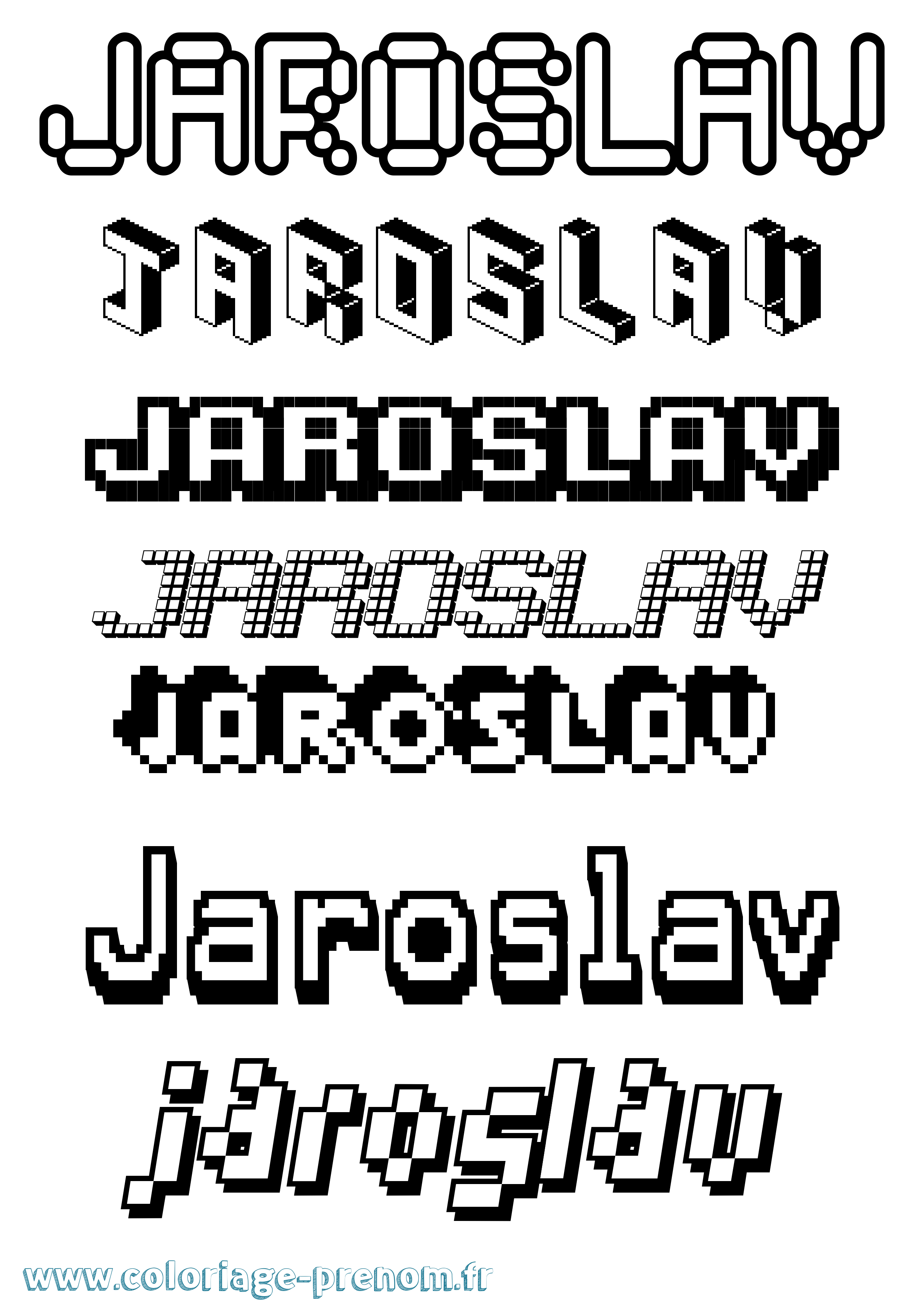 Coloriage prénom Jaroslav Pixel