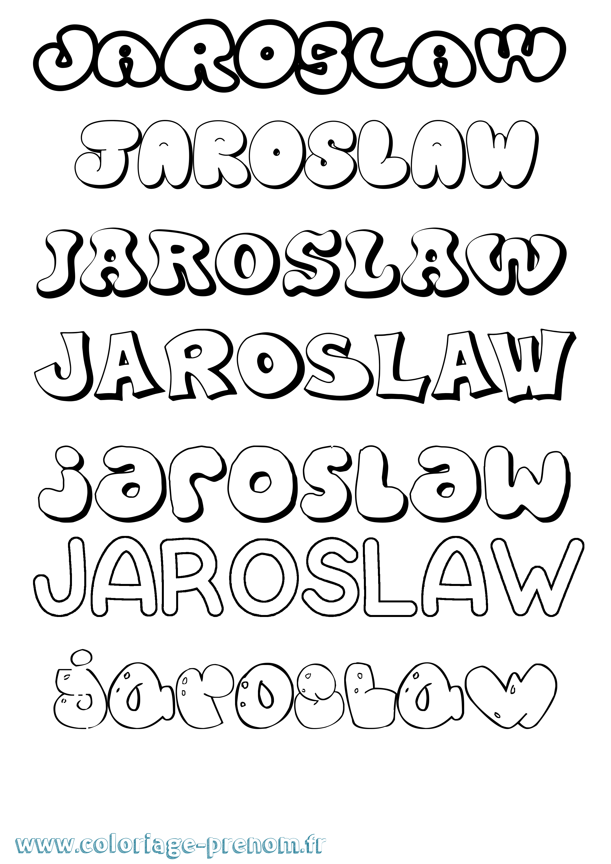 Coloriage Jaroslaw Bubble Coloriage prénom Jaroslaw Bubble