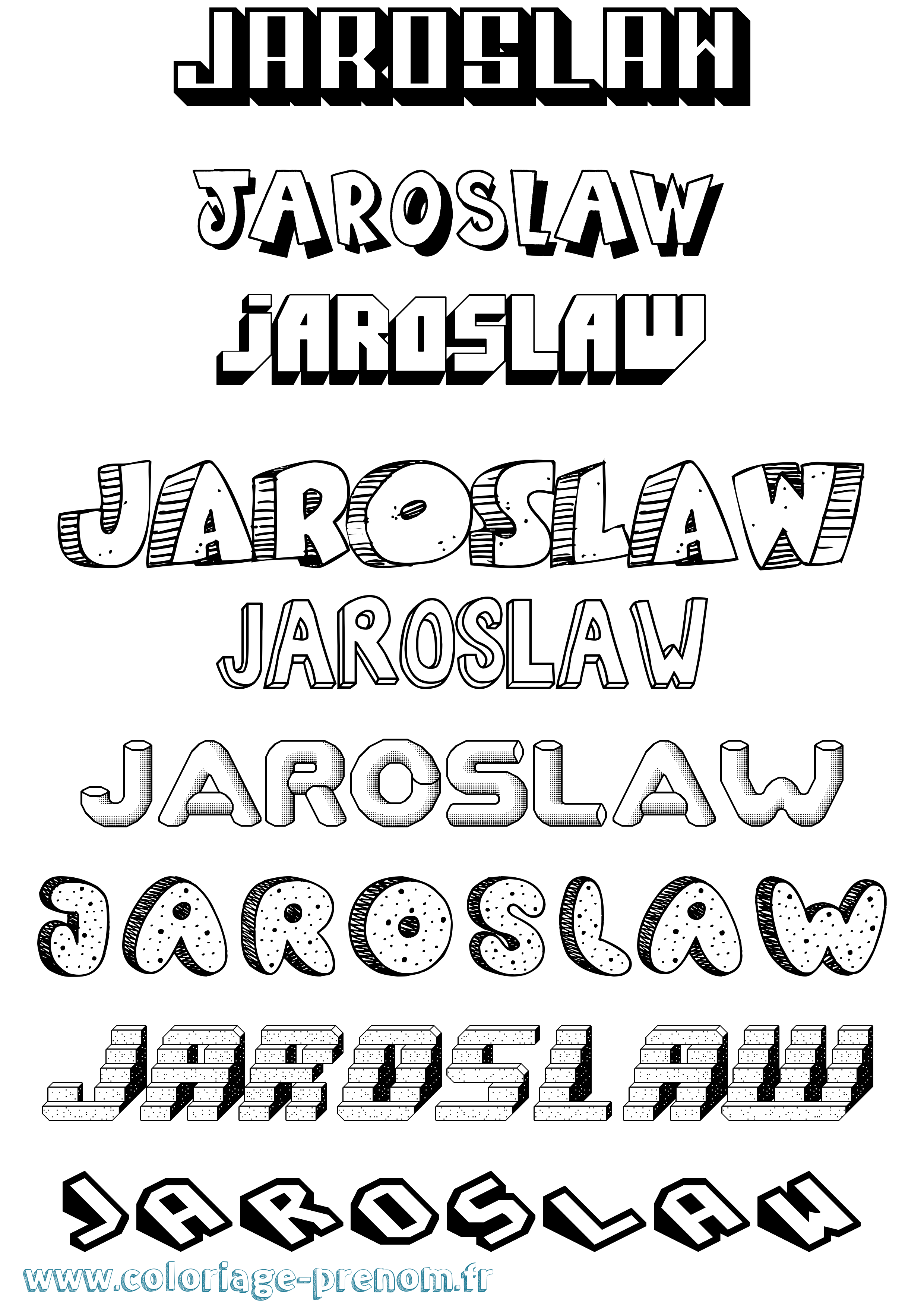 Coloriage Jaroslaw Effet 3D Coloriage prénom Jaroslaw Effet 3D
