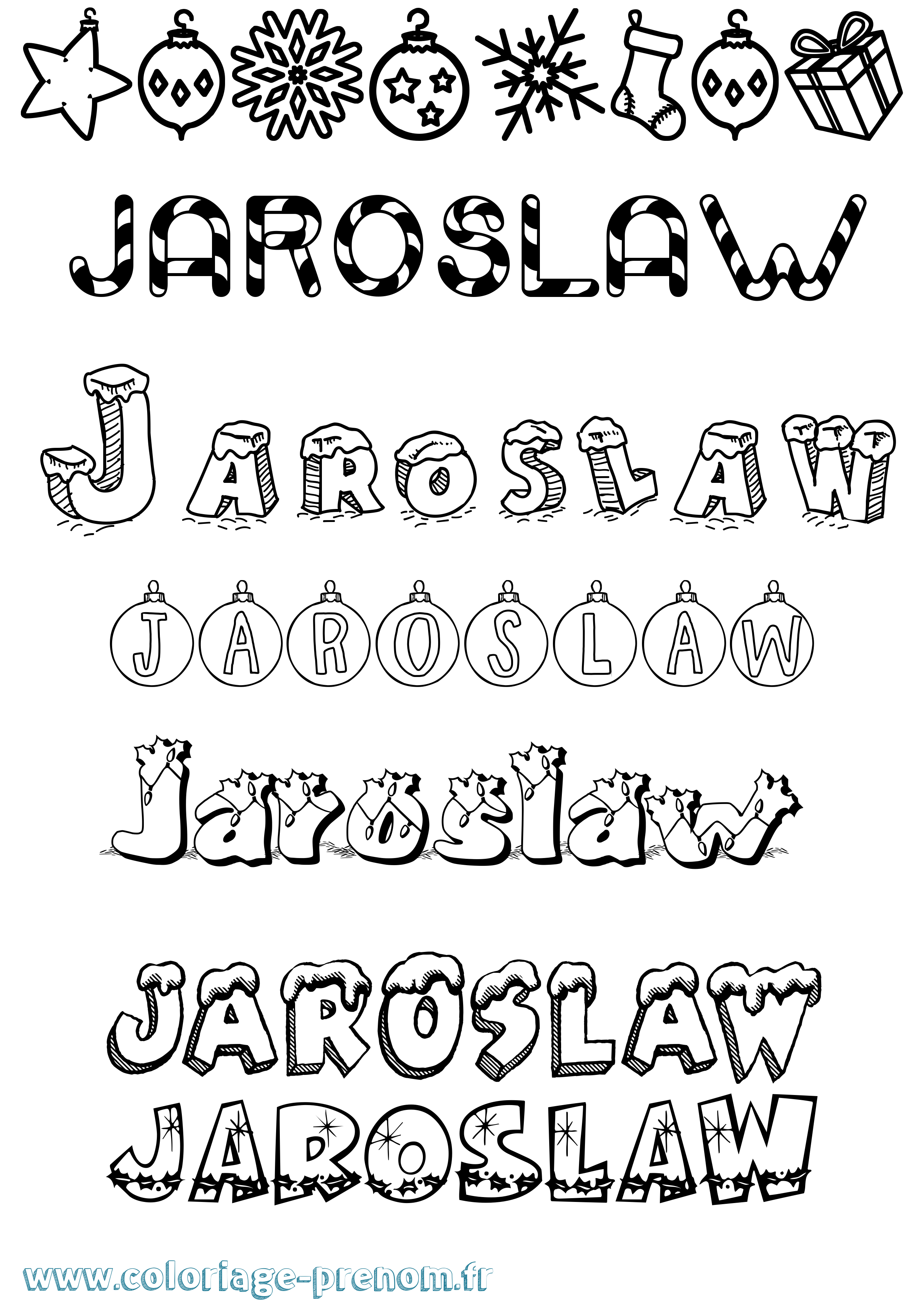 Coloriage Jaroslaw Noël Coloriage prénom Jaroslaw Noël