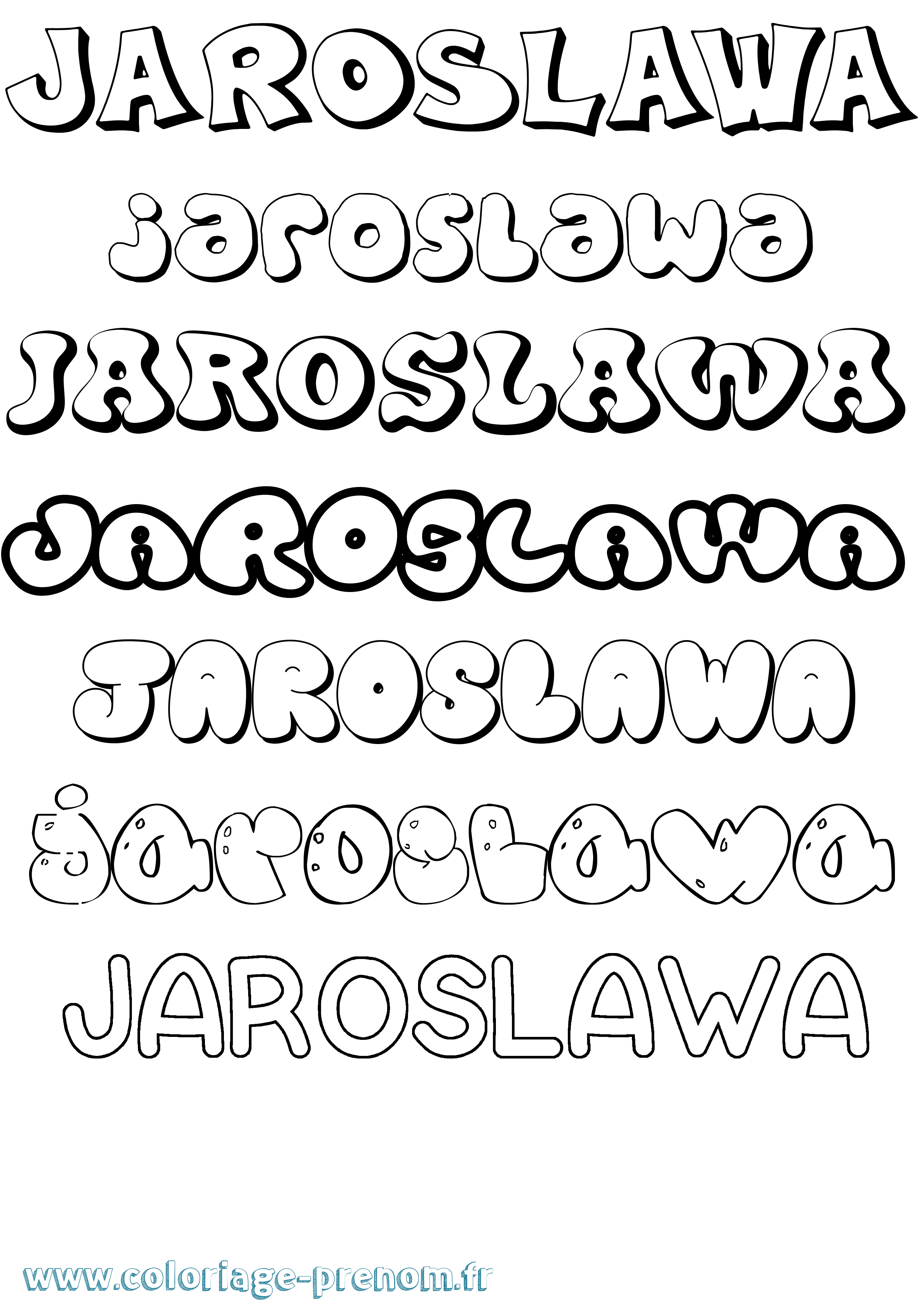 Coloriage Jaroslawa Bubble Coloriage prénom Jaroslawa Bubble