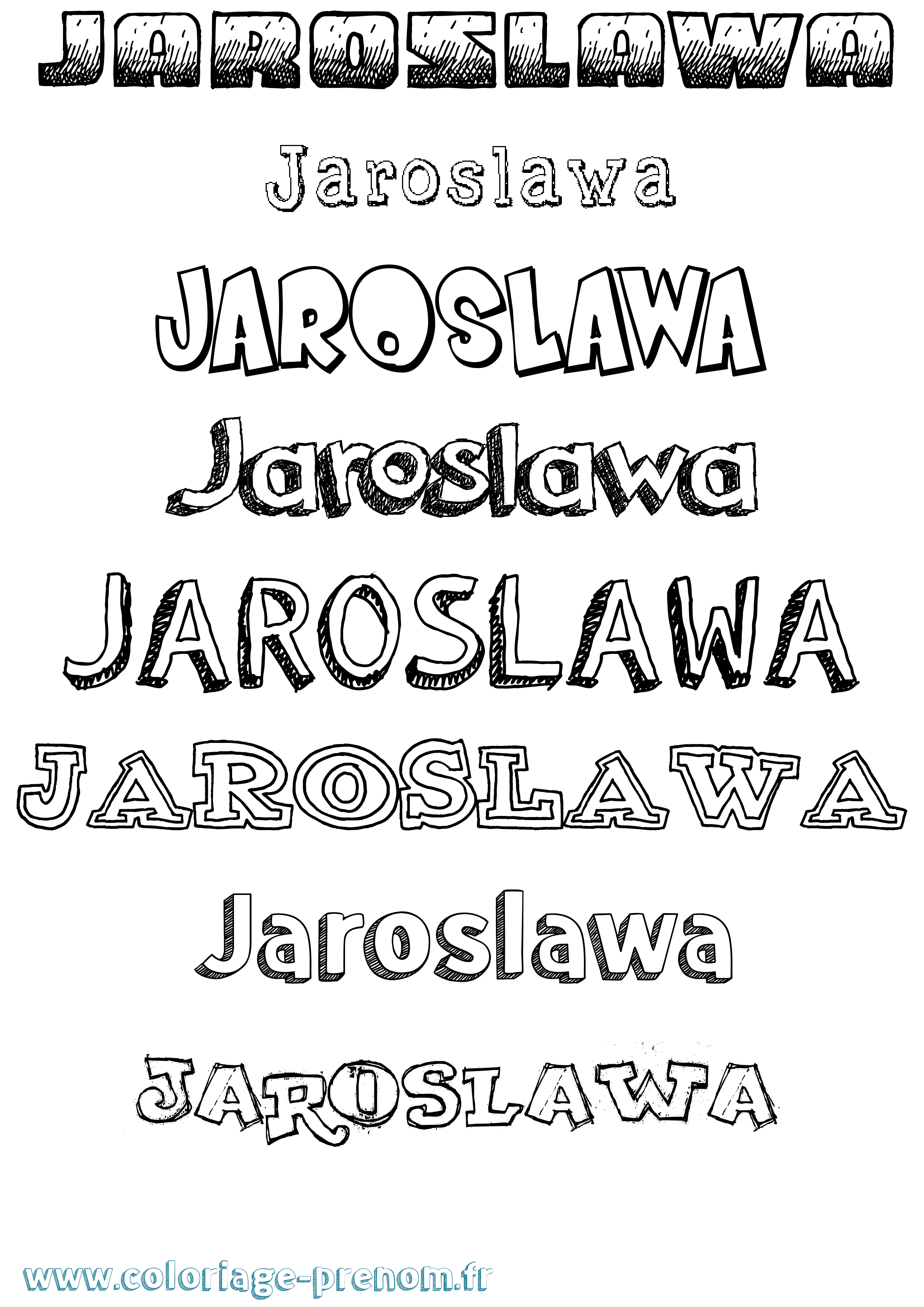 Coloriage prénom Jaroslawa Dessiné