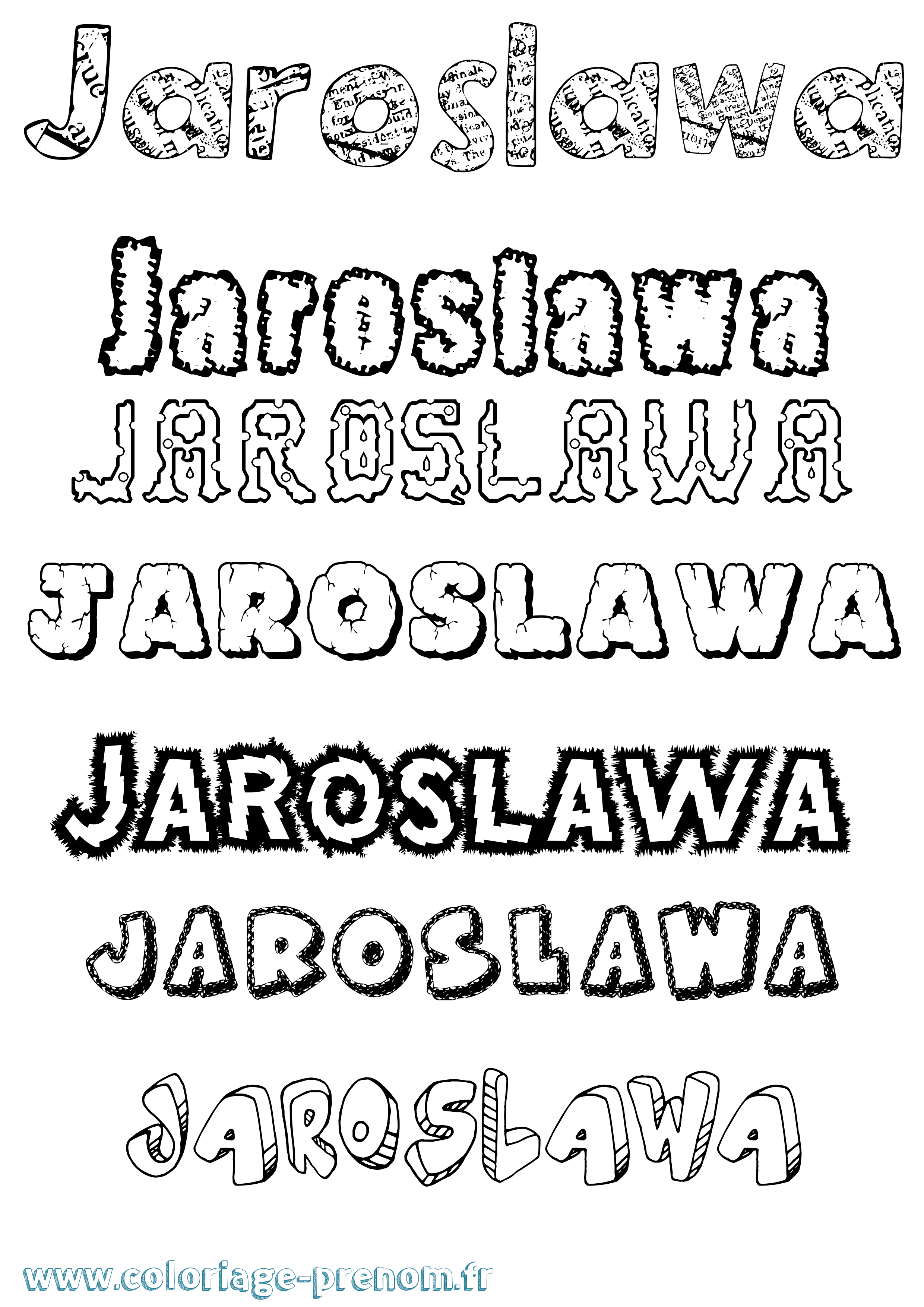 Coloriage prénom Jaroslawa Destructuré