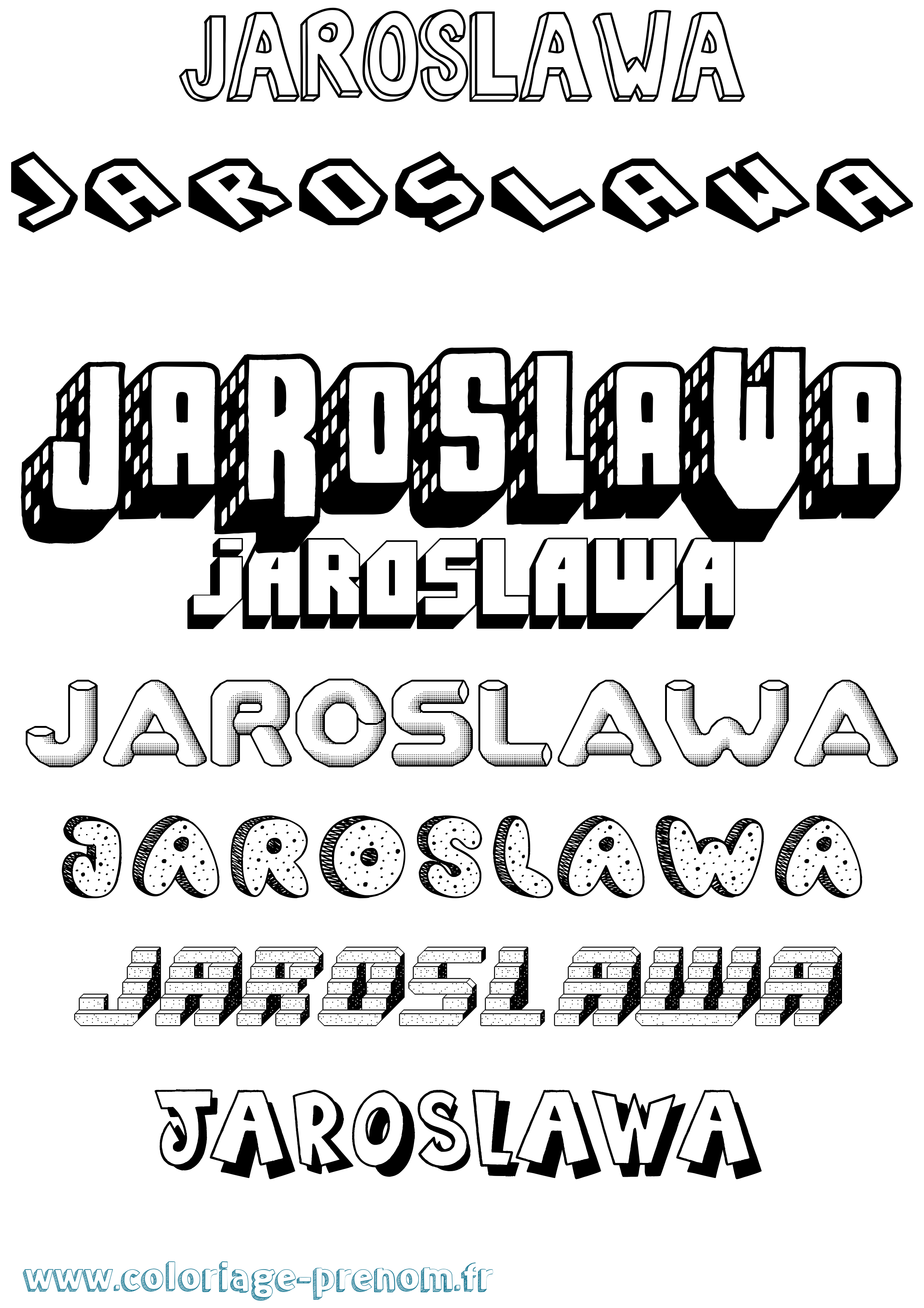 Coloriage Jaroslawa Effet 3D Coloriage prénom Jaroslawa Effet 3D