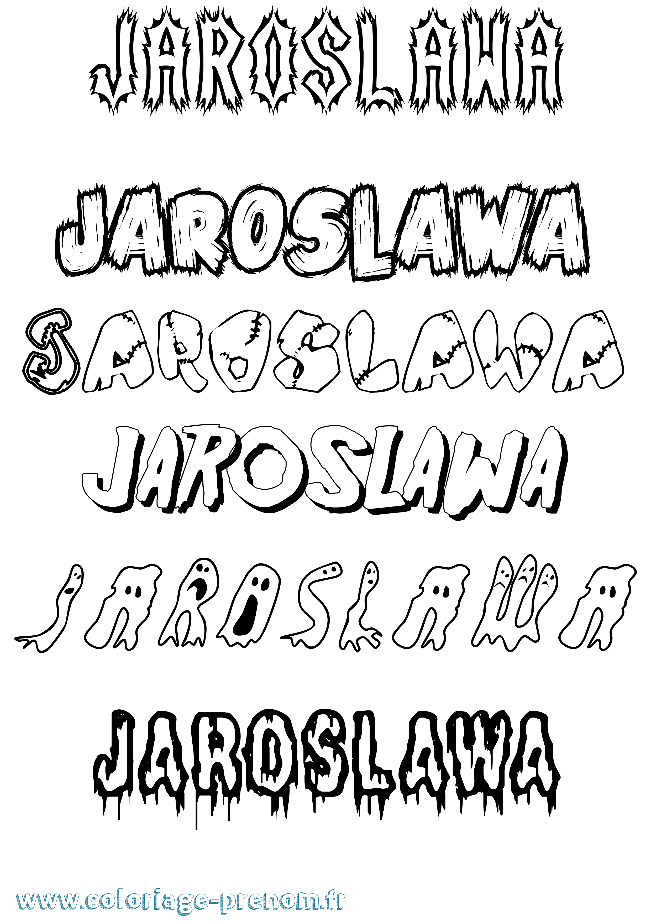 Coloriage prénom Jaroslawa Frisson