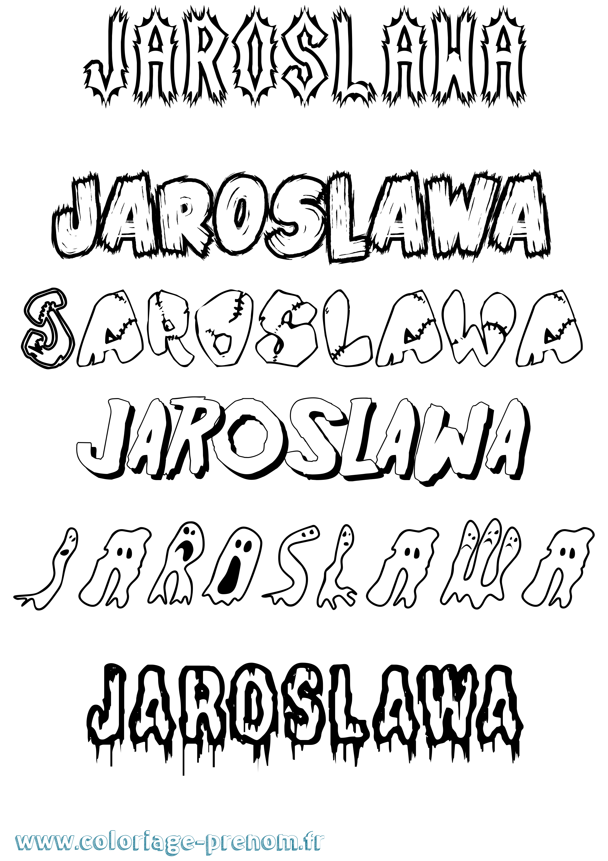 Coloriage Jaroslawa Frisson Coloriage prénom Jaroslawa Frisson
