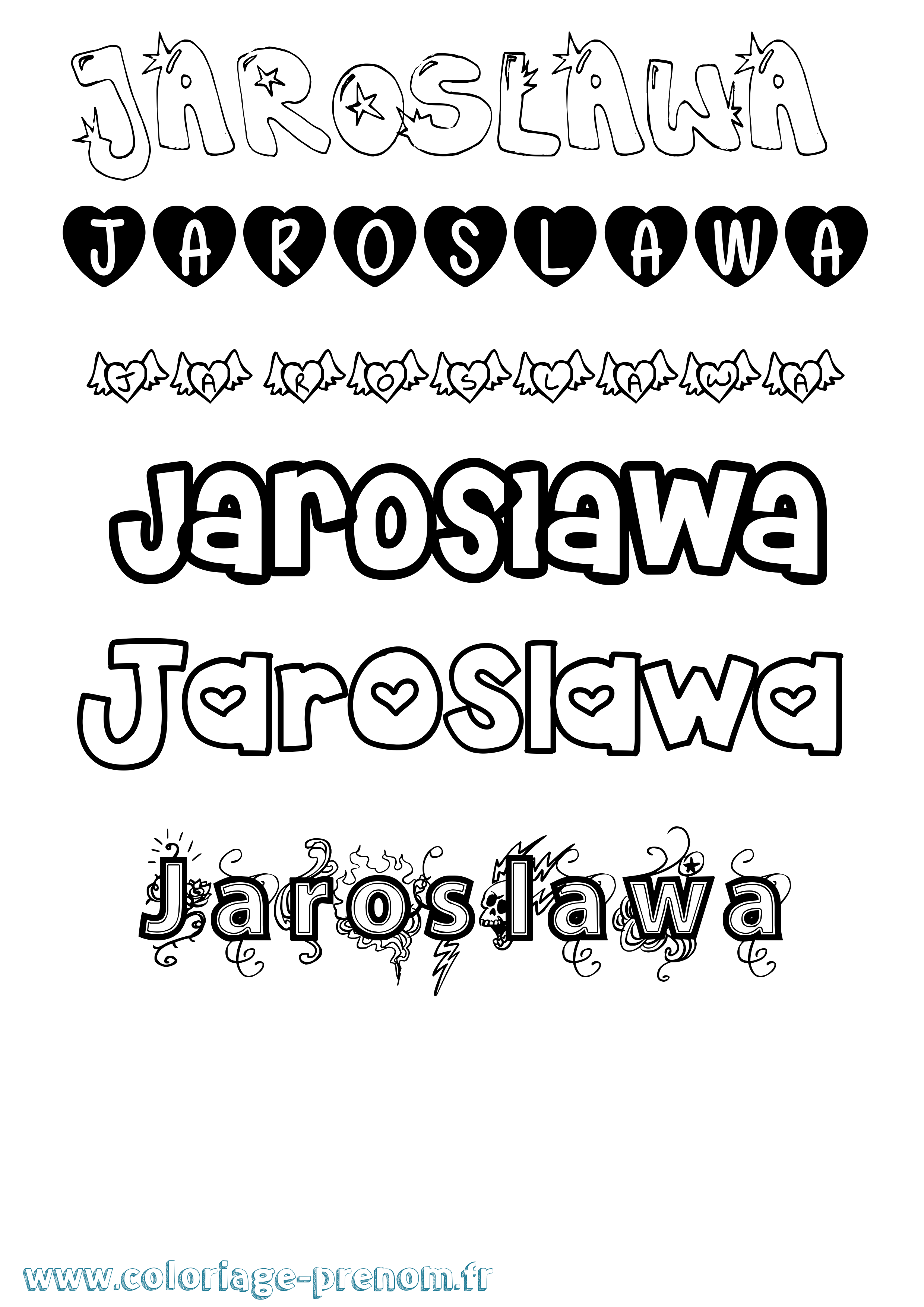 Coloriage Jaroslawa Girly Coloriage prénom Jaroslawa Girly