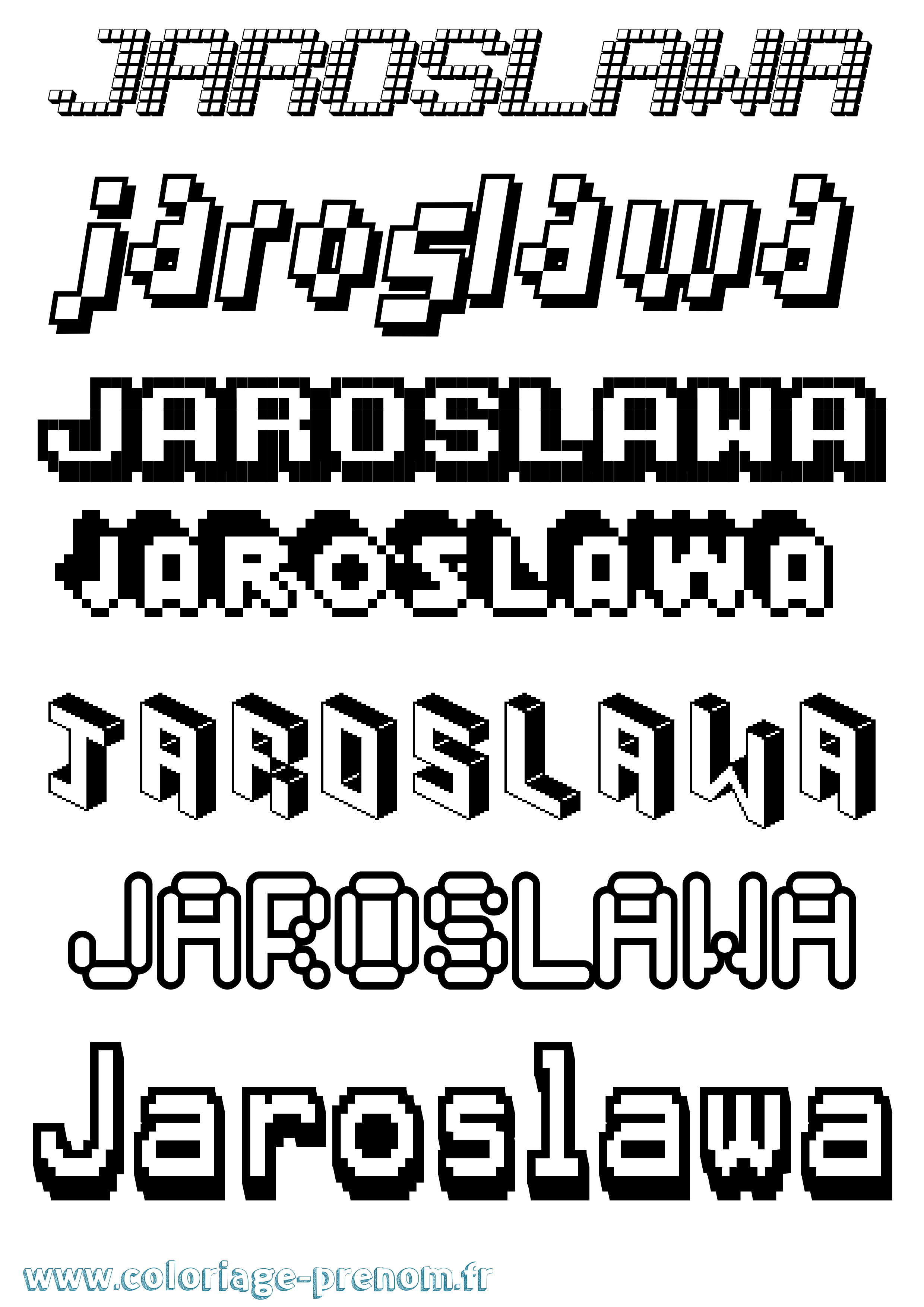 Coloriage Jaroslawa Pixel Coloriage prénom Jaroslawa Pixel
