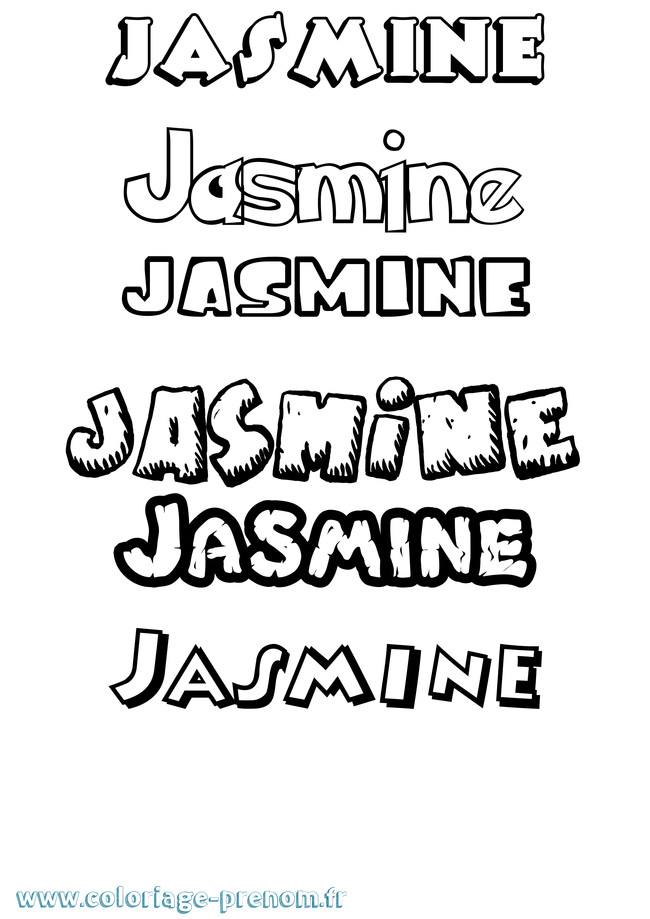 Coloriage prénom Jasmine Dessin Animé