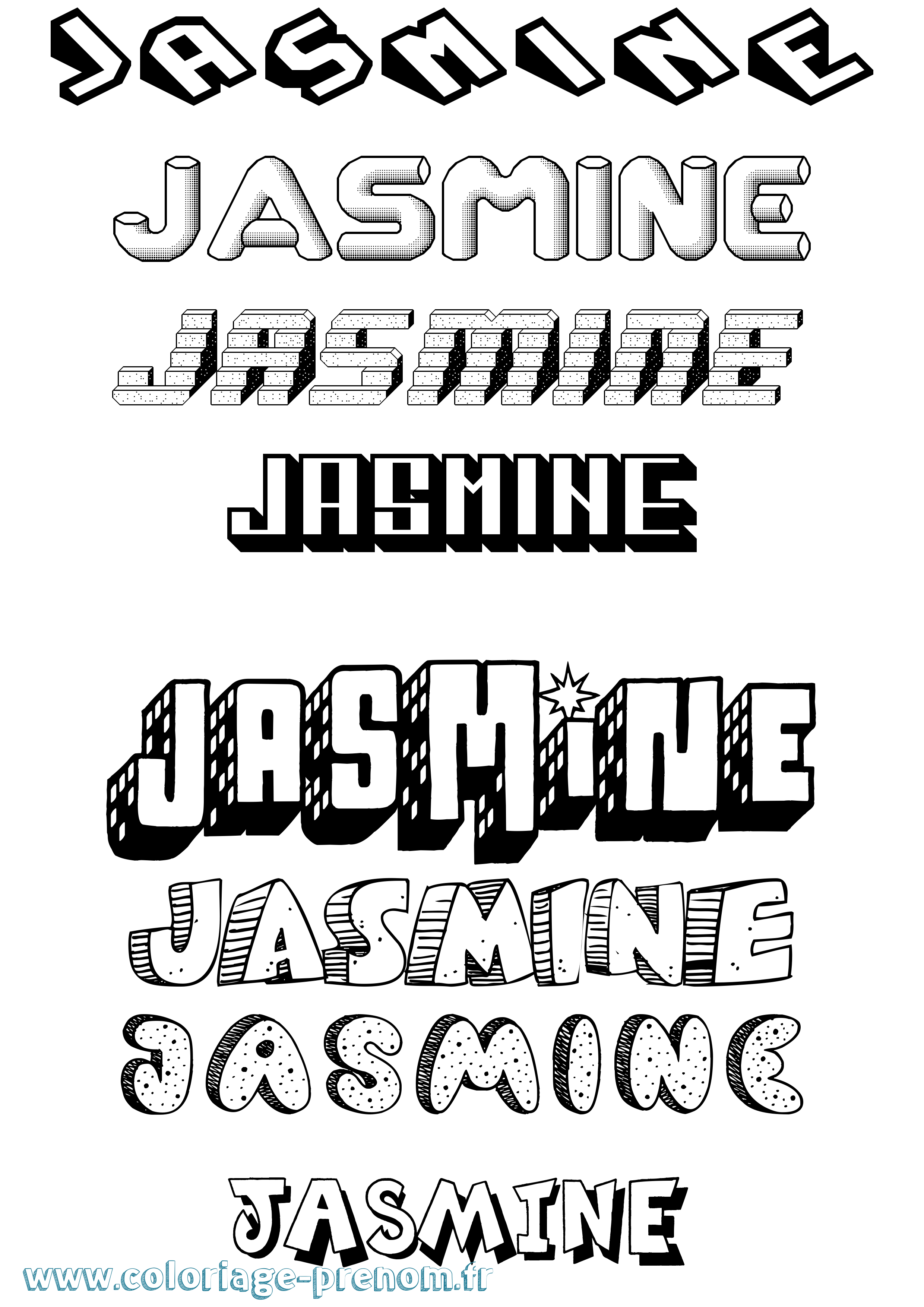 Coloriage prénom Jasmine Effet 3D