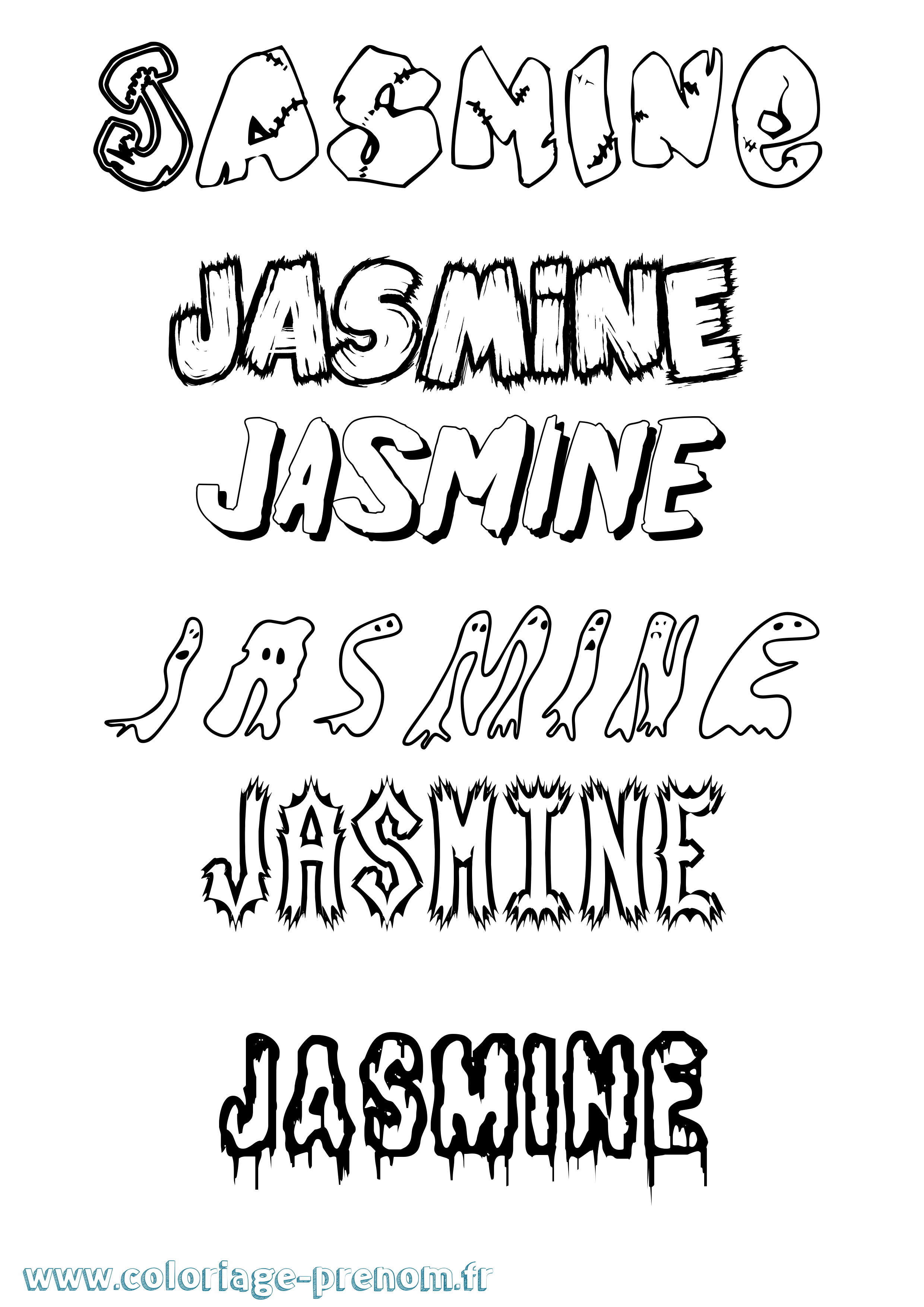 Coloriage prénom Jasmine Frisson