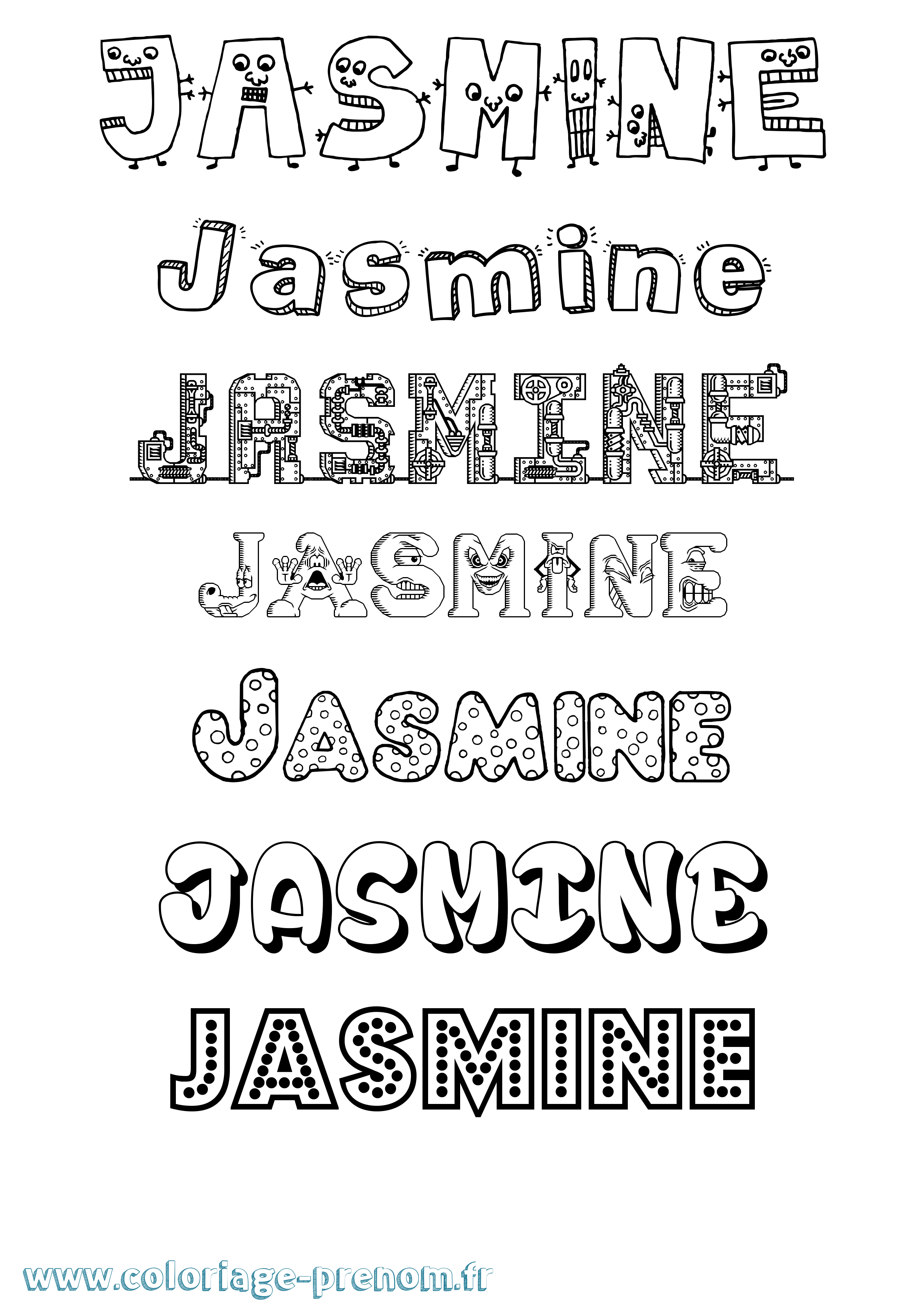 Coloriage prénom Jasmine Fun