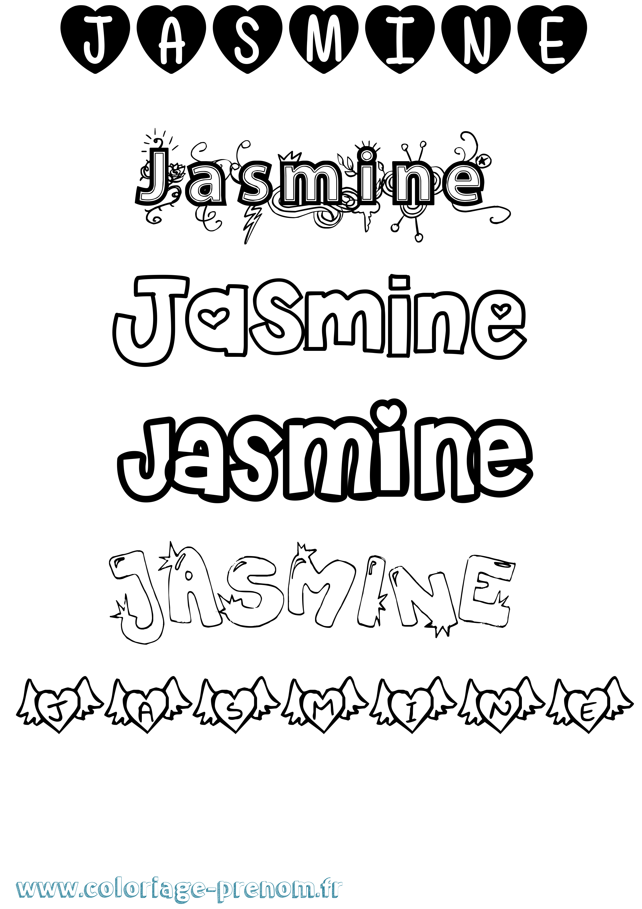 Coloriage prénom Jasmine Girly