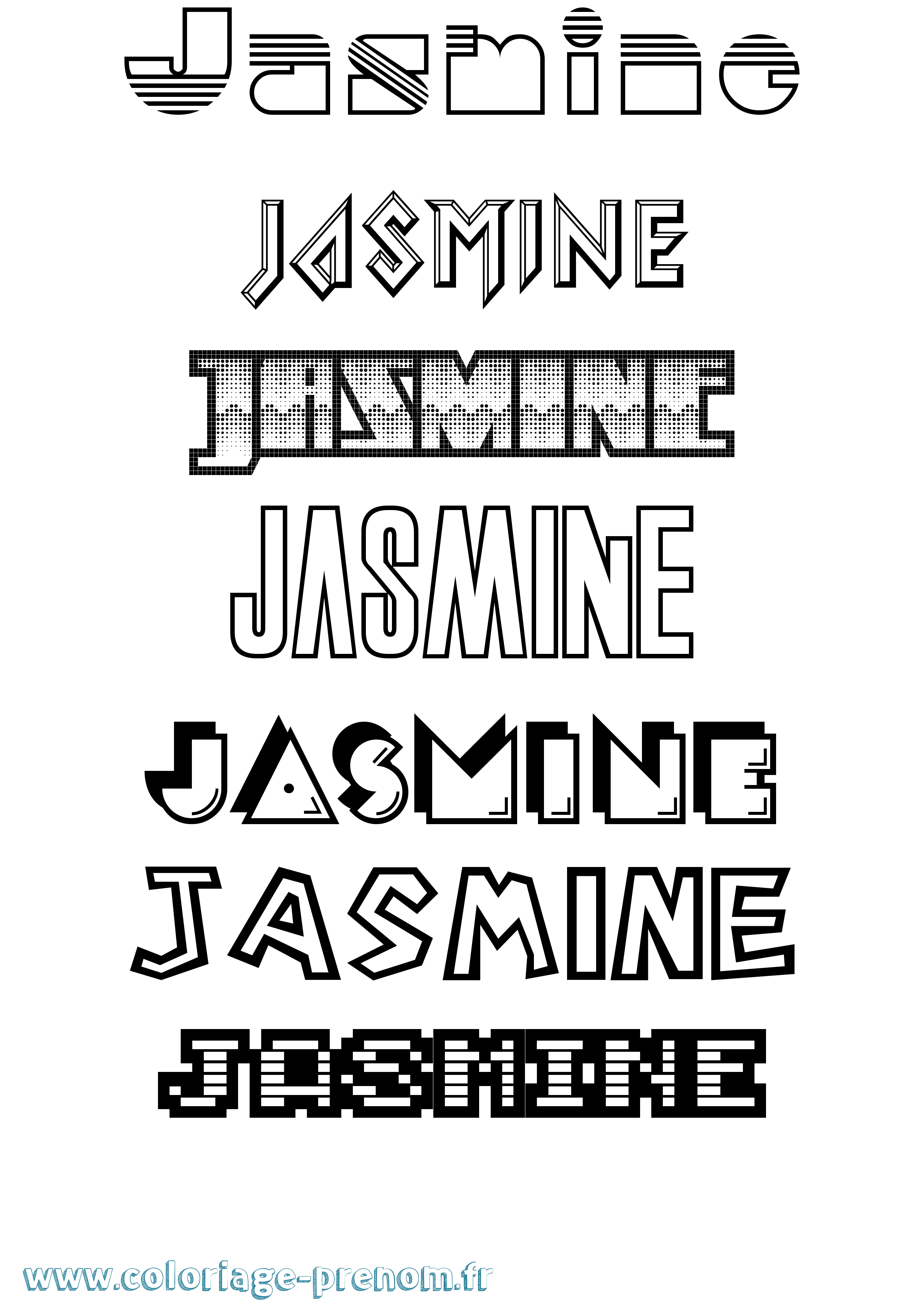 Coloriage prénom Jasmine Jeux Vidéos