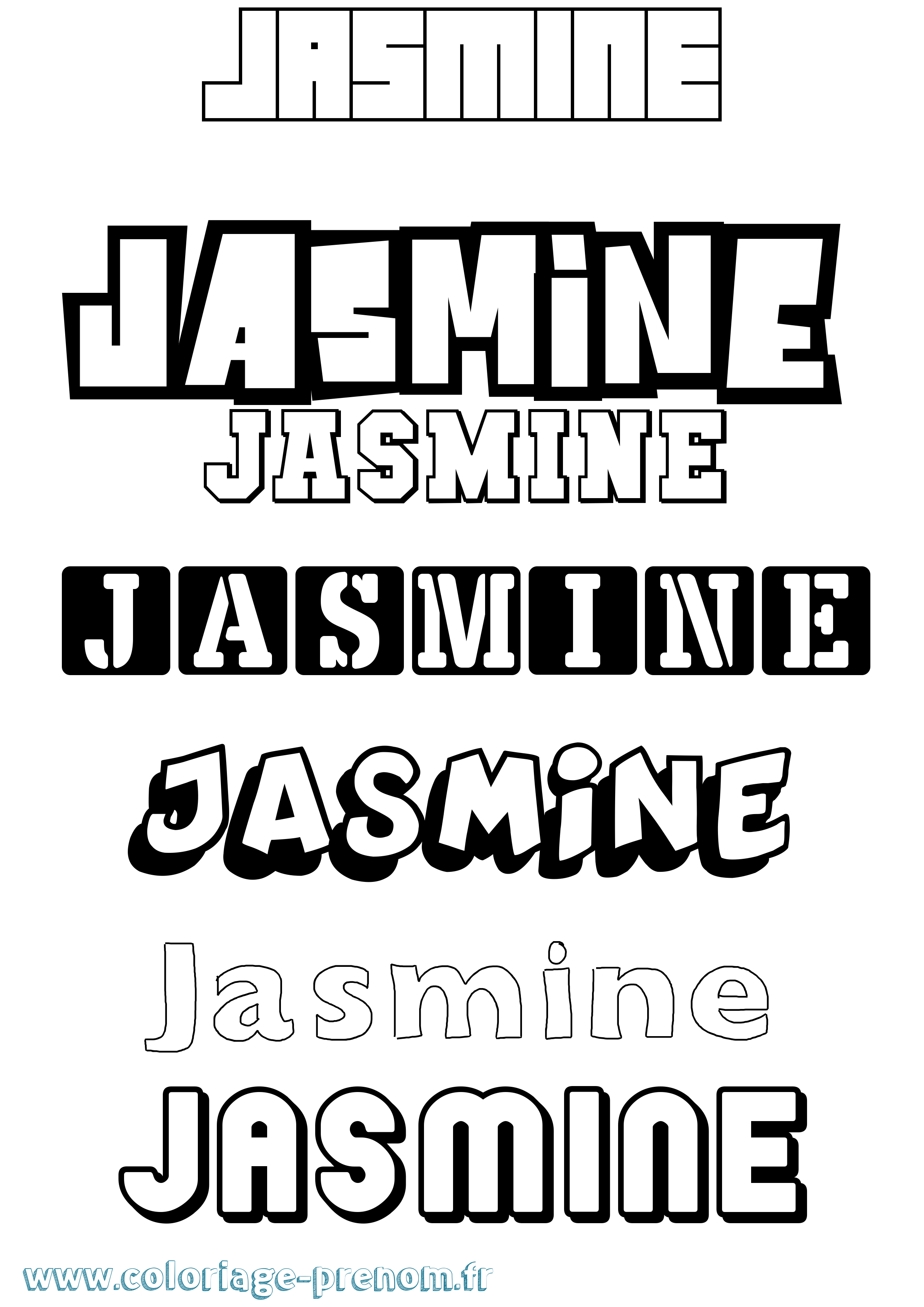 Coloriage prénom Jasmine Simple
