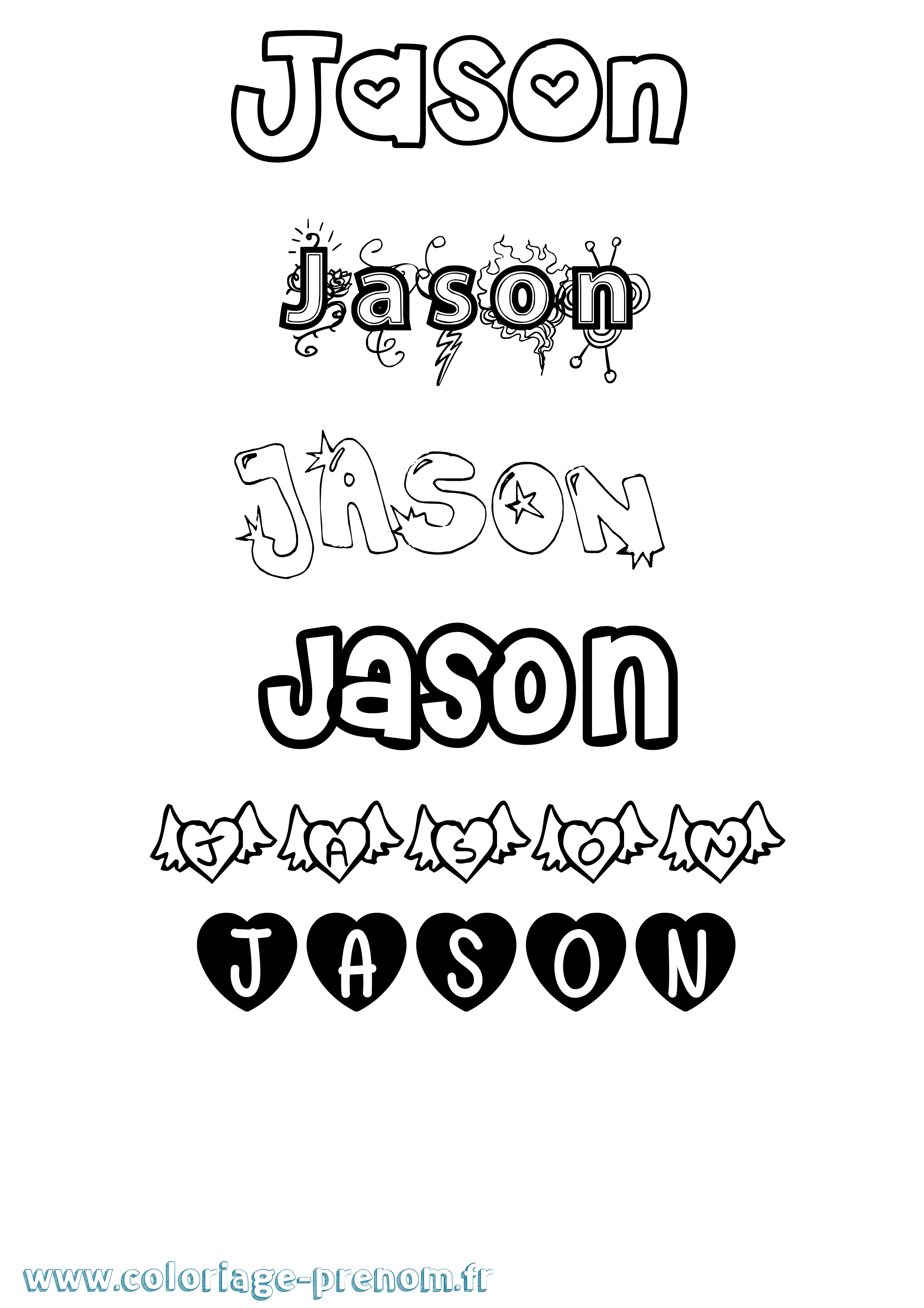 Coloriage prénom Jason Girly