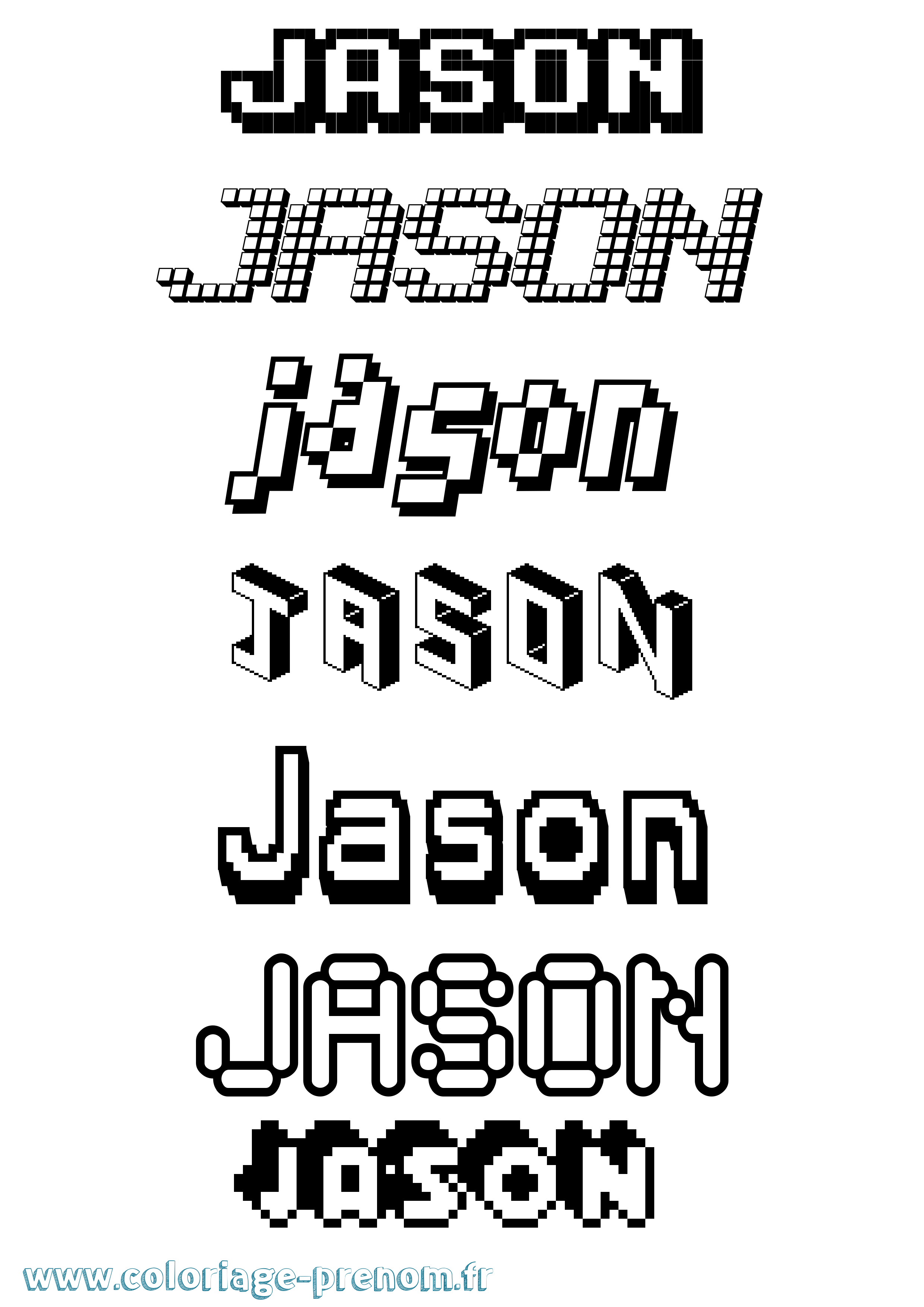 Coloriage prénom Jason Pixel