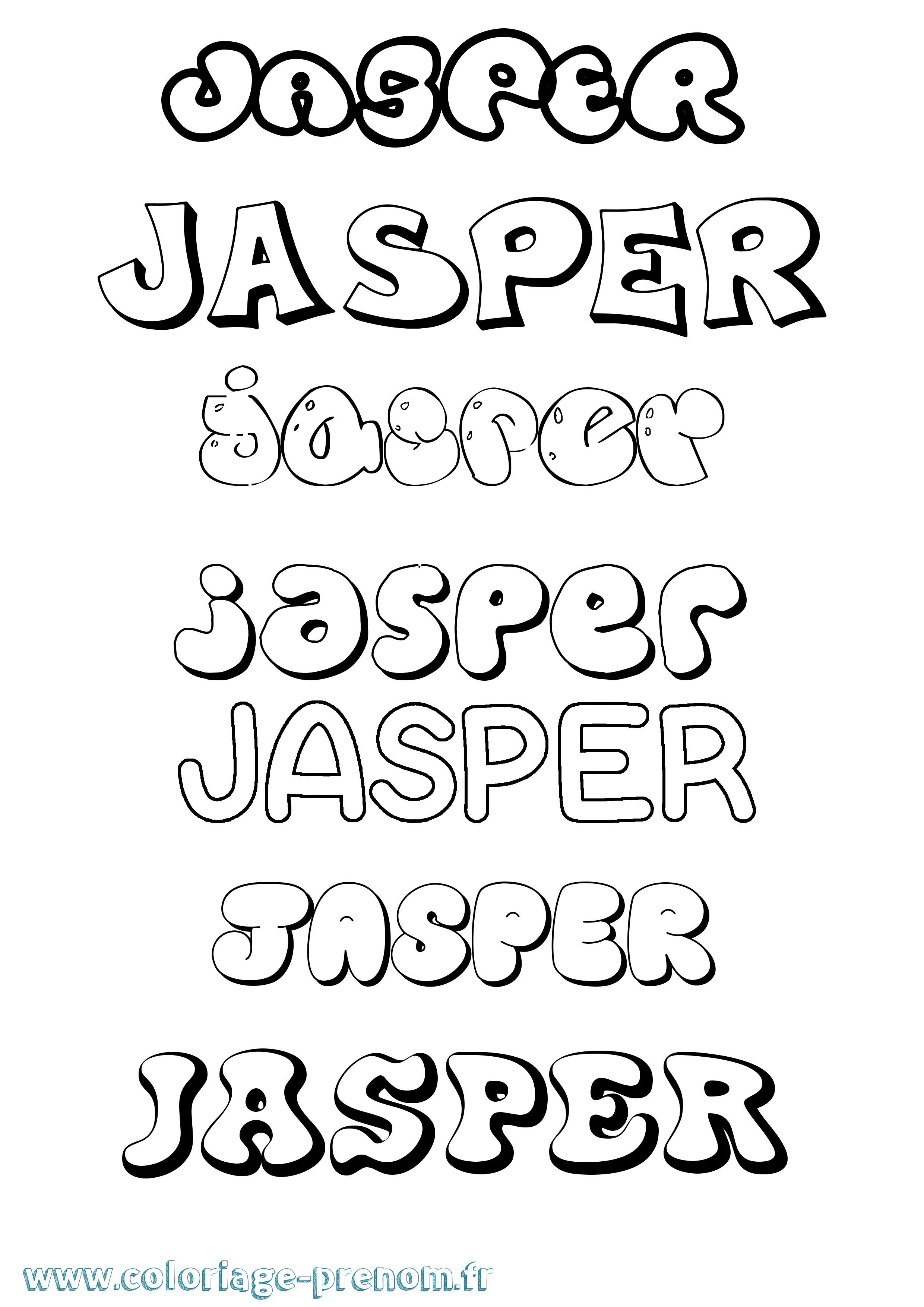 Coloriage prénom Jasper Bubble