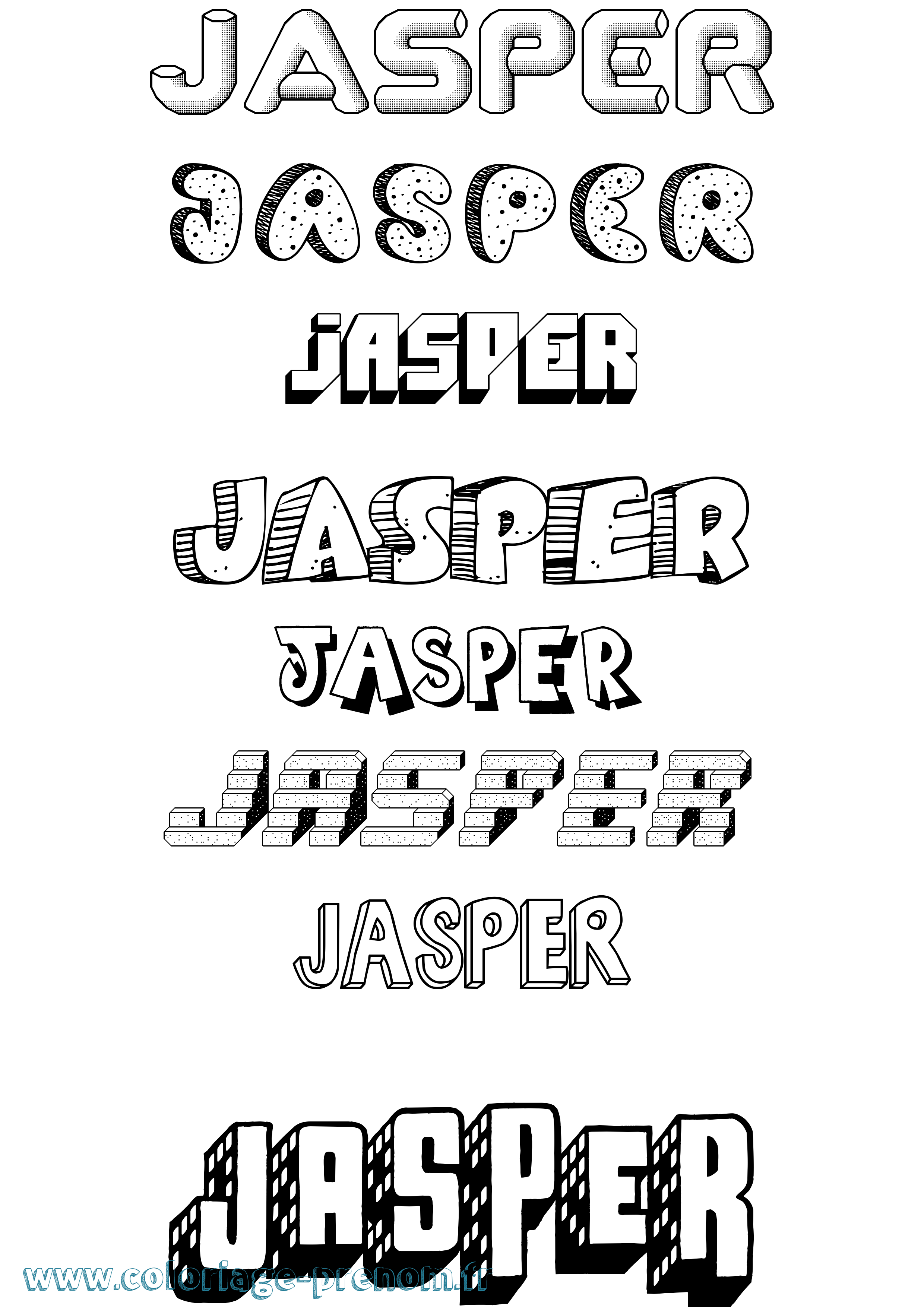 Coloriage prénom Jasper Effet 3D